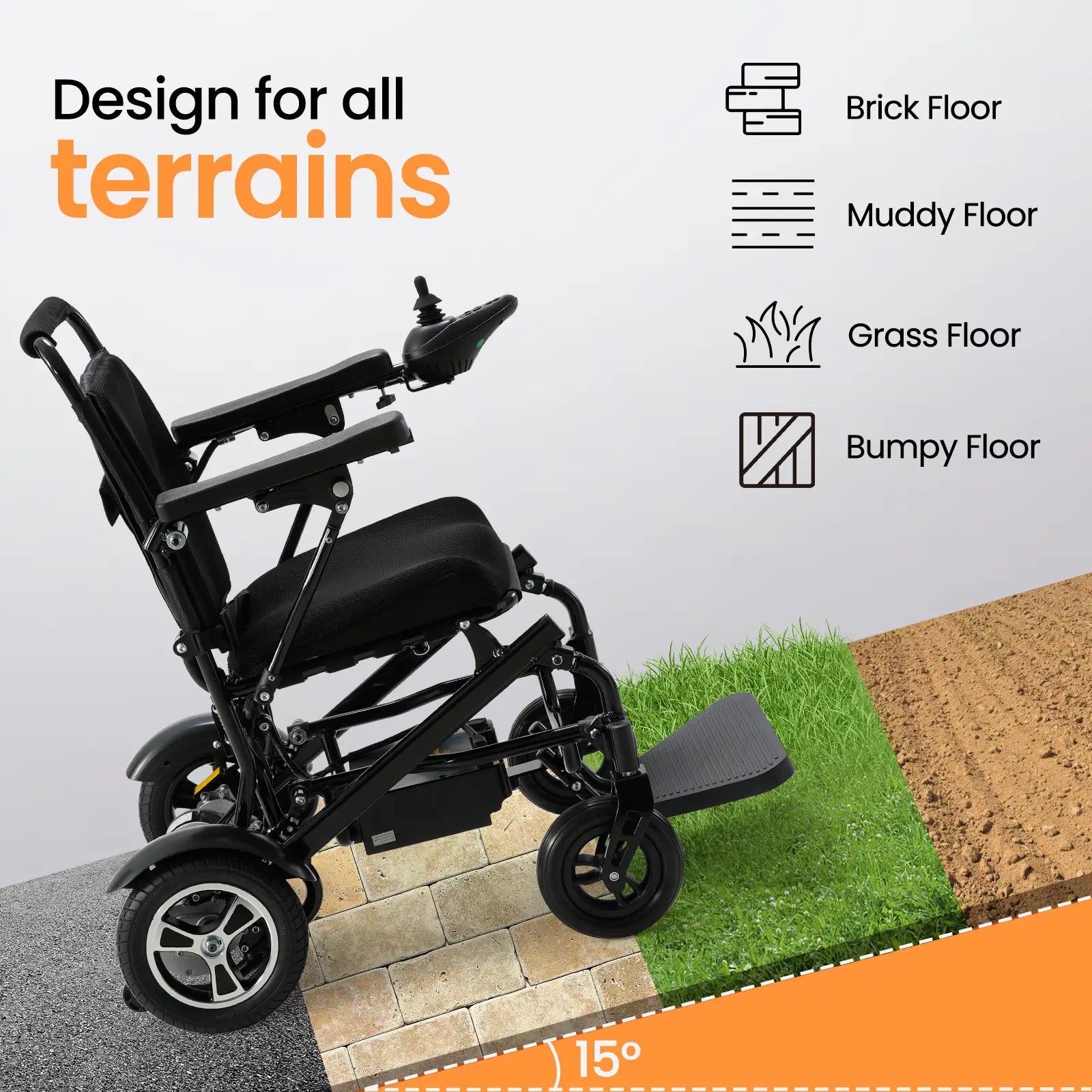 30 Miles Long Travel Range Lightweight Electric Wheelchair-all terrain