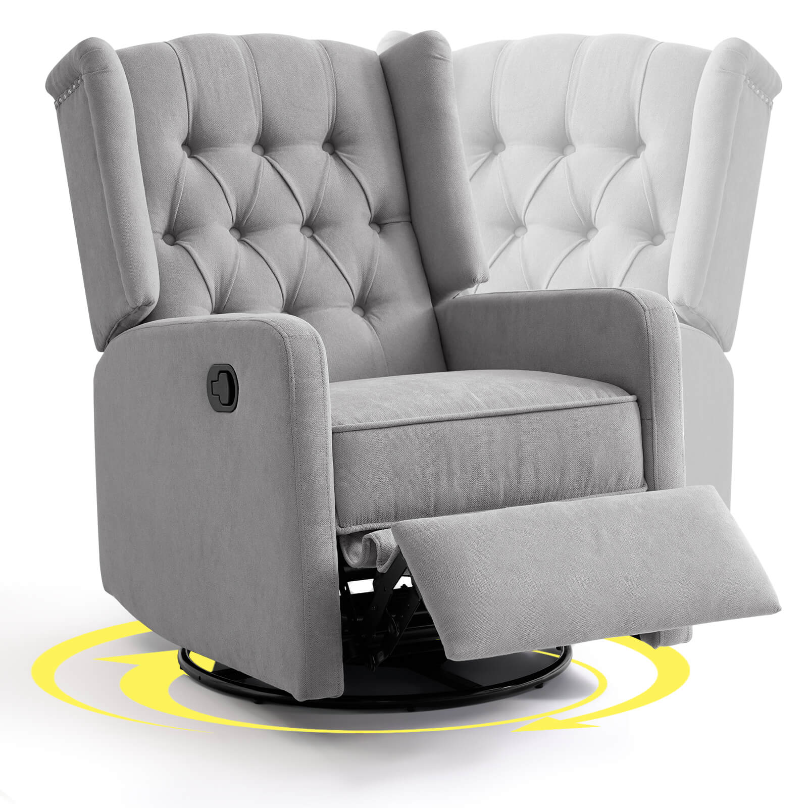 Swivel Rocker Recliner Chair#Color_Gray