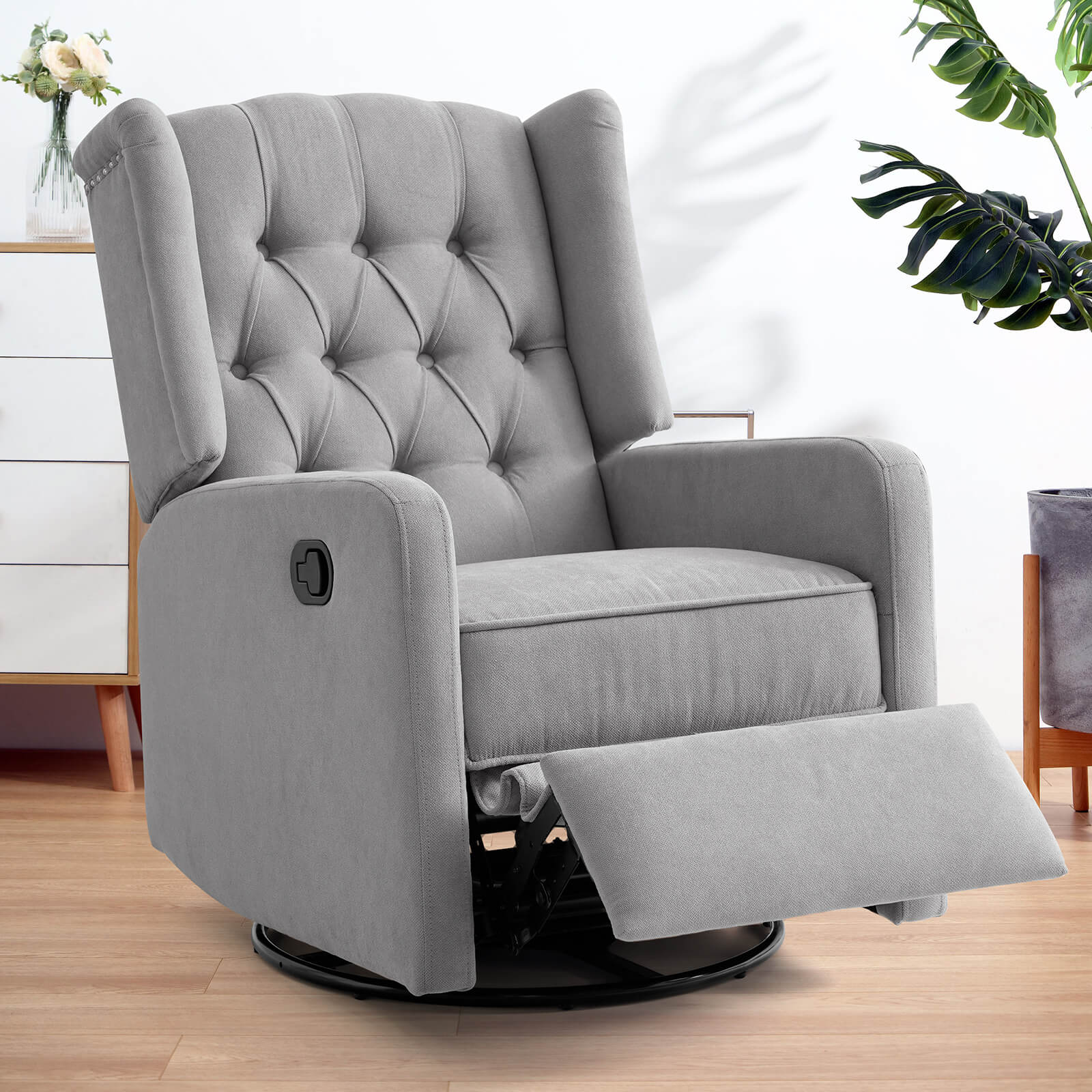 Swivel Rocker Recliner Chair#Color_Gray