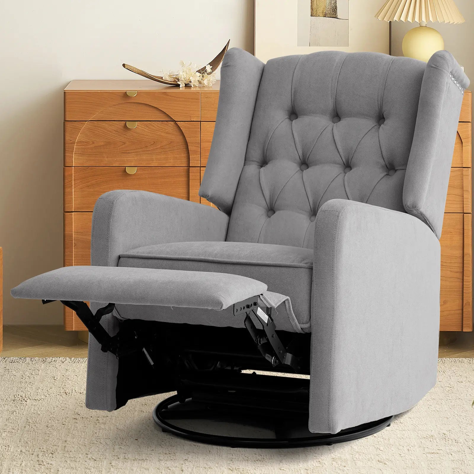 Swivel Rocker Recliner Chair#Color_Gray
