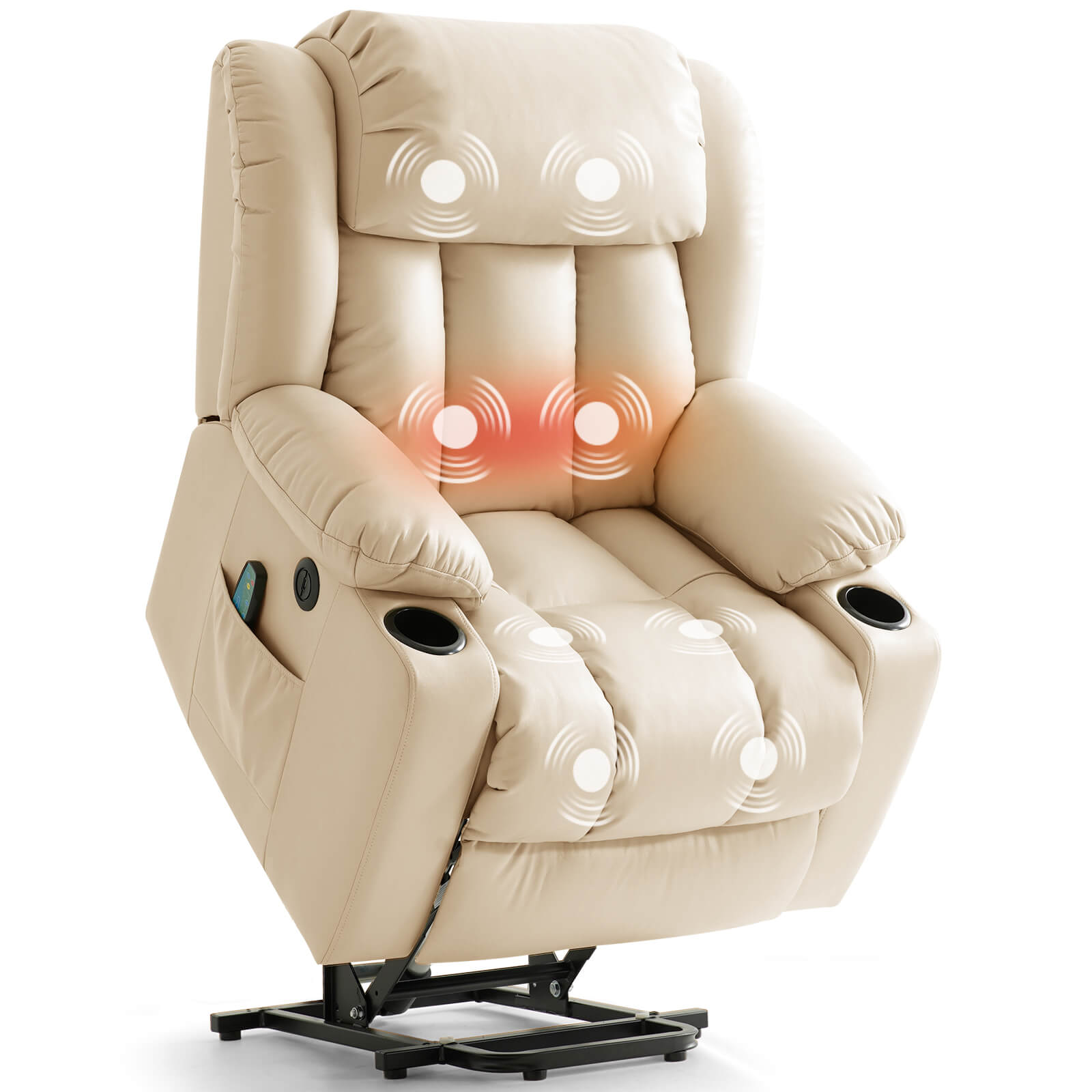 Large Lift Recliner Chair with Heat and Massage lift mechanism#Color_Beige