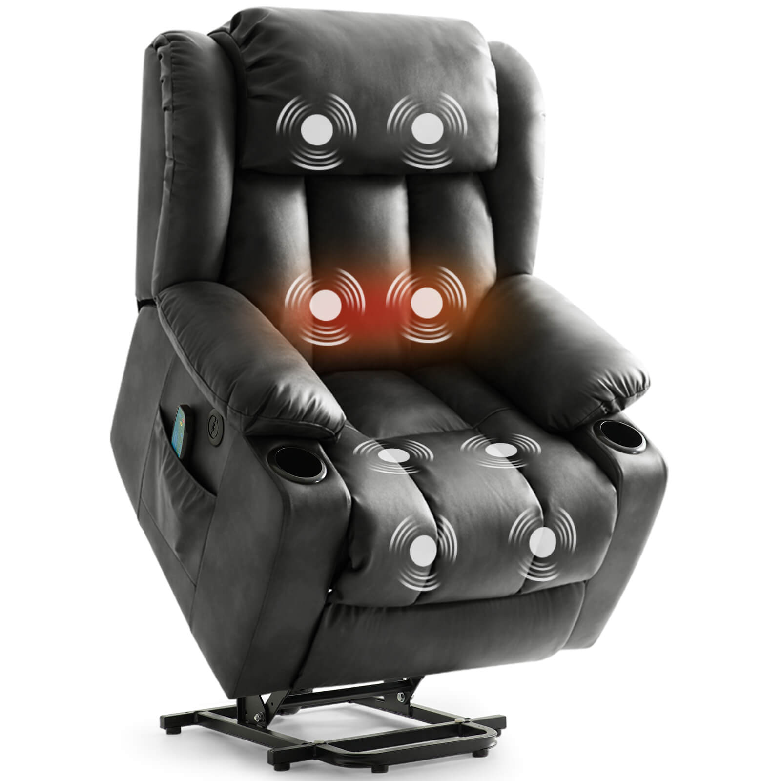 Large Lift Recliner Chair with Heat and Massage#Color_Grey