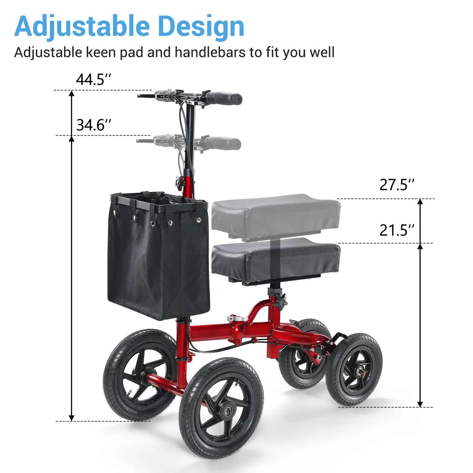 All Terrain Foldable Knee Scooter Walker Adjustable Design
