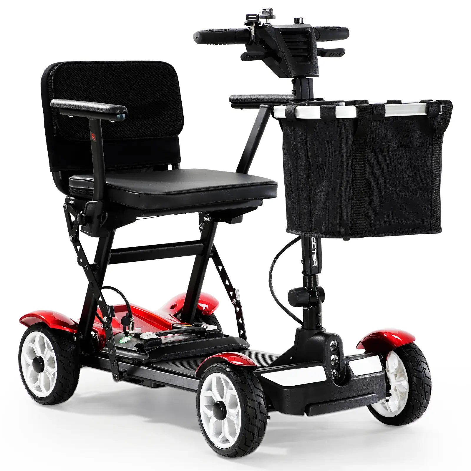 Foldable 4 Wheel Electric Mobility Scooter-Red
