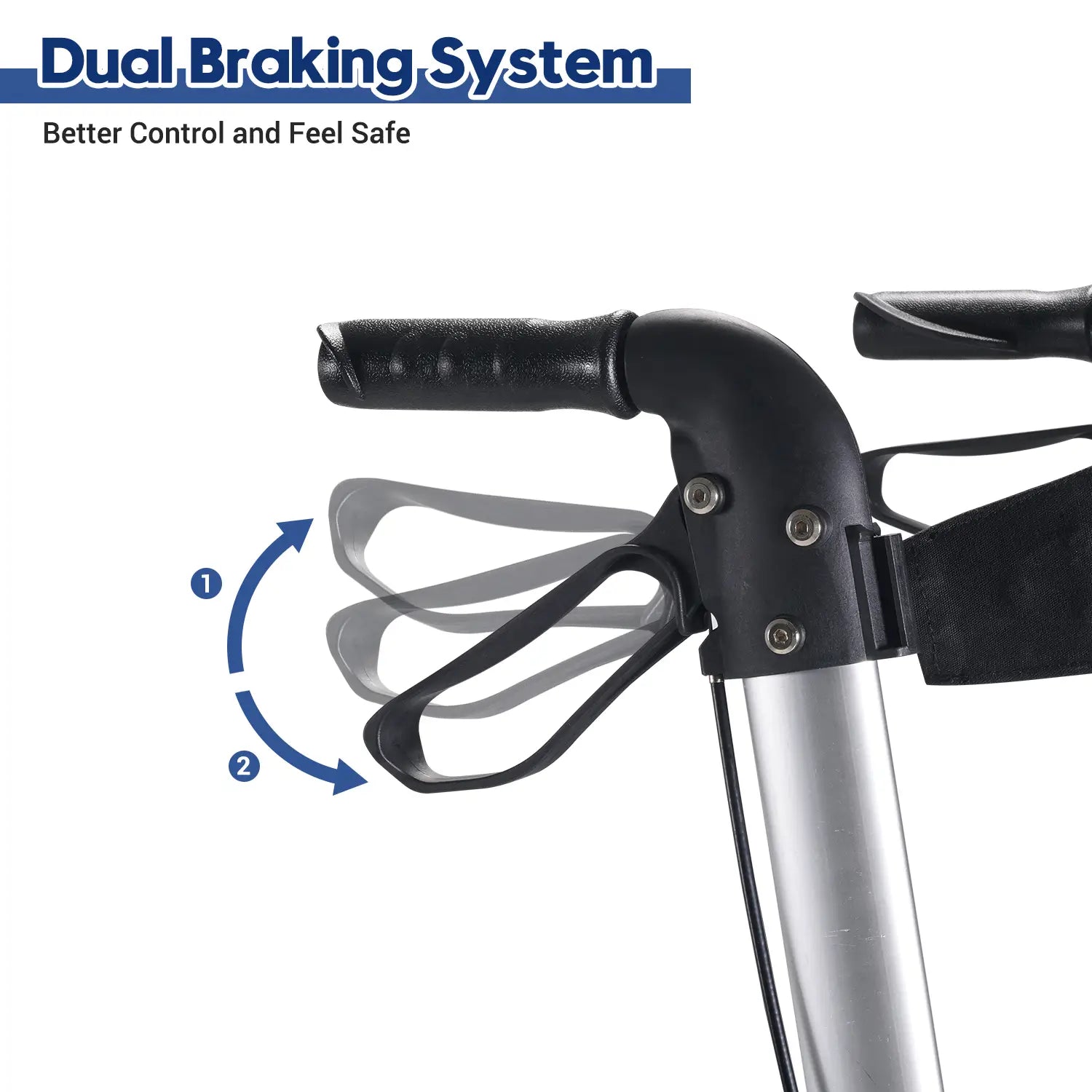 Folding Rolling Walker for Seniors with Seat Blue Dual Braking System