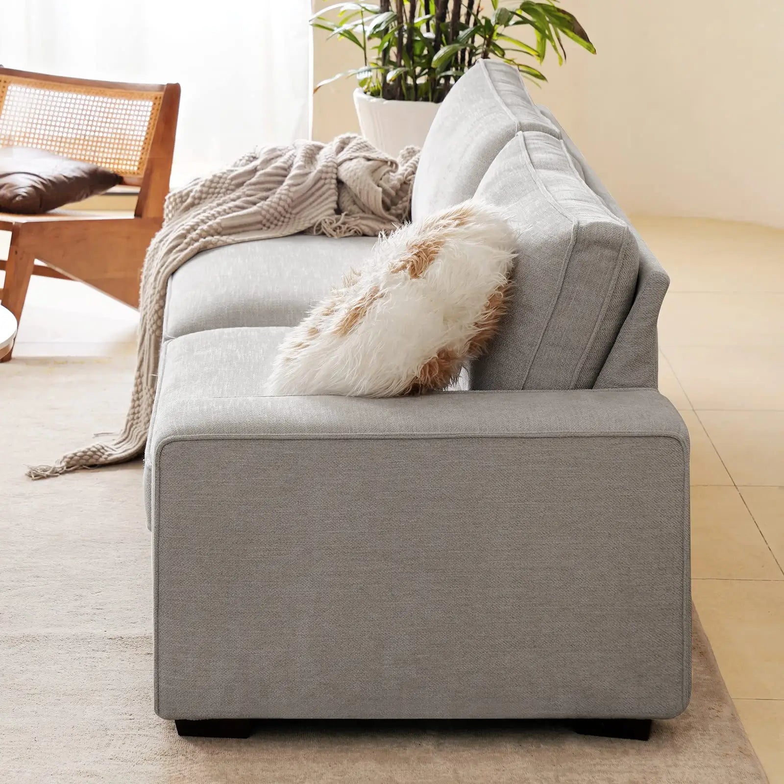 Modern Sofas Couches Solid Wood Frame#Color_Light Grey#Size_71.25 inches