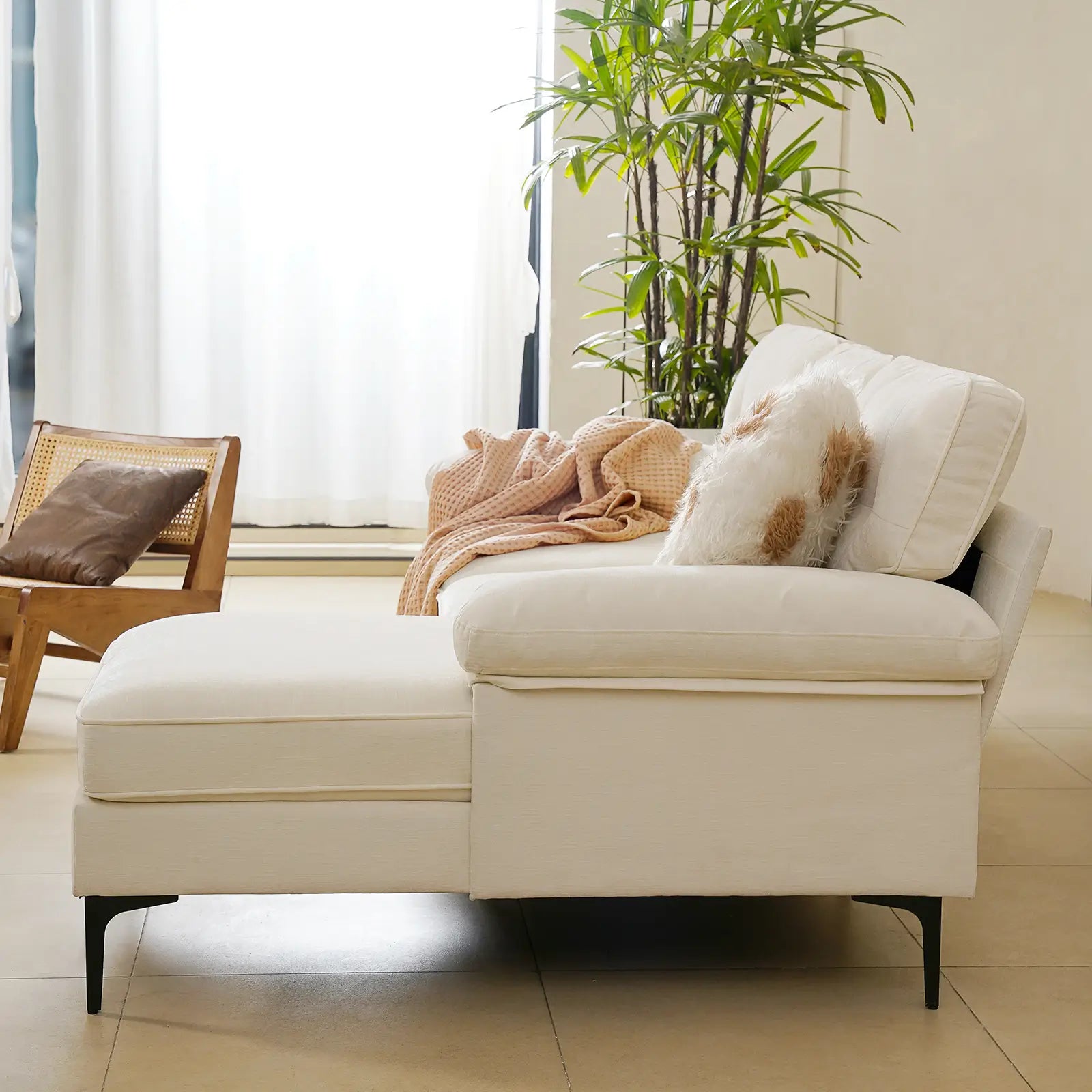 SOULOUT 82.7" Modern Chenille Sectional Sofa for Living Room RemovableCushions#Color_Beige