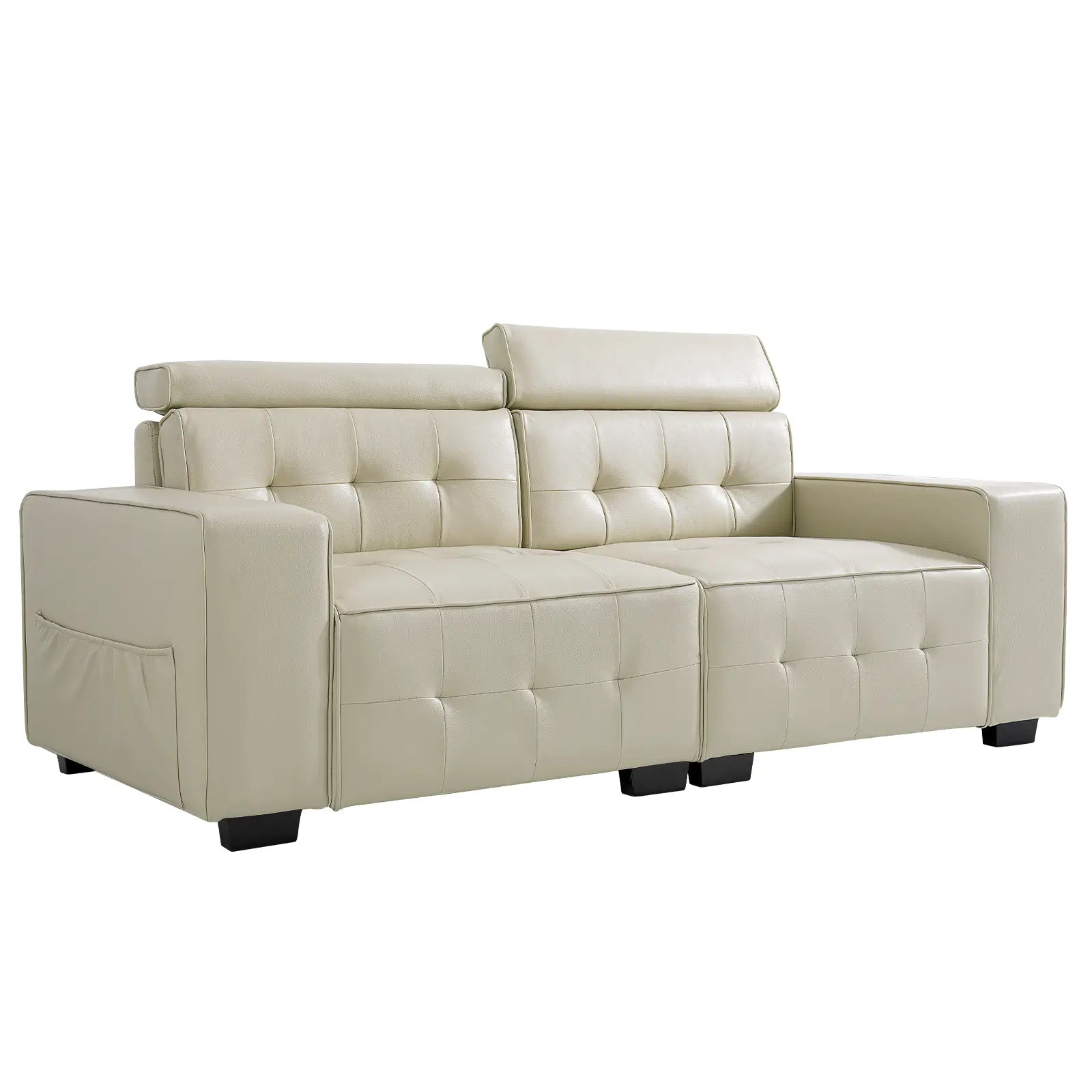 SOULOUT Modern PU Leather Recliner Sofa,With Adjustable Neck Pillow-Beige#Color_Beige