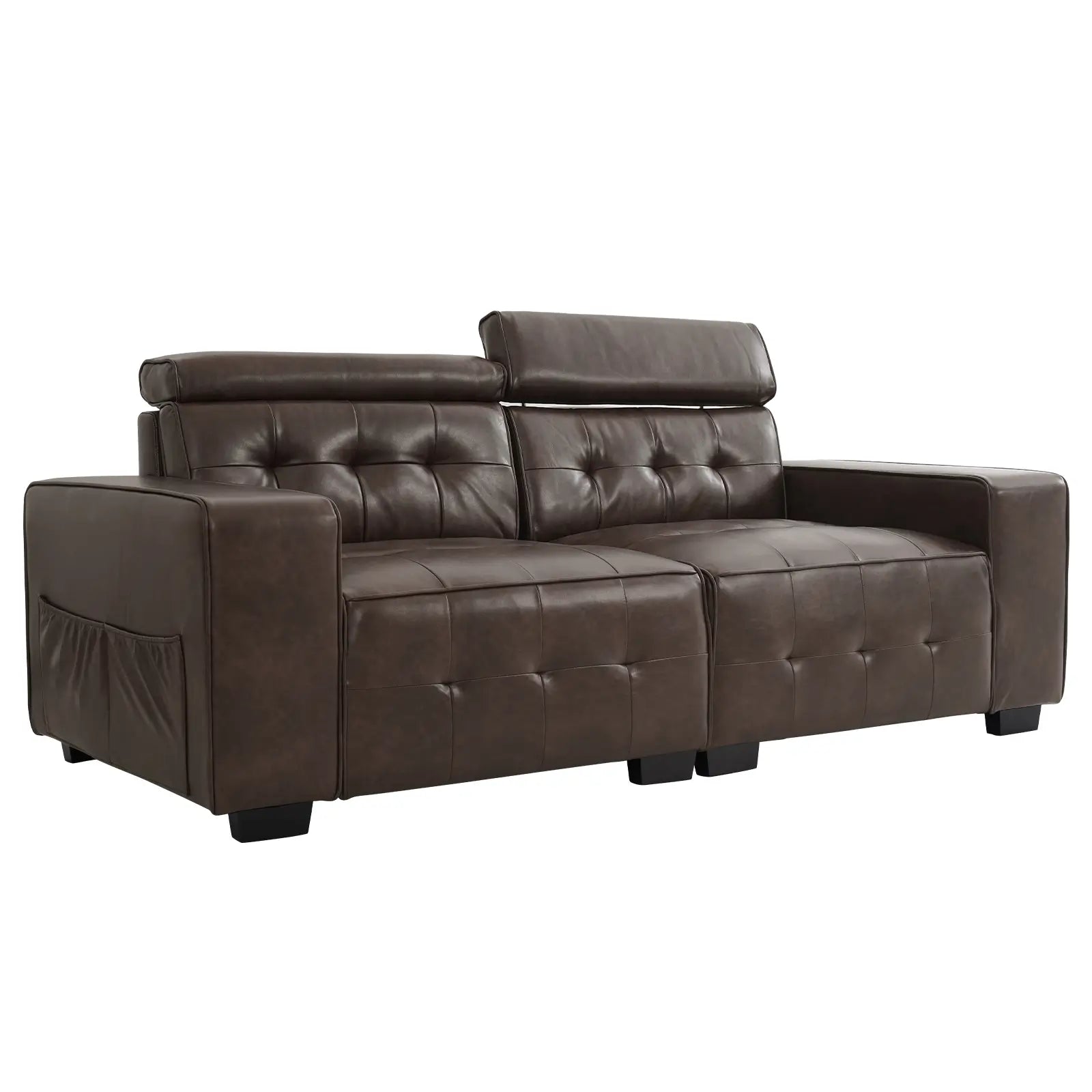 SOULOUT Modern PU Leather Recliner Sofa,With Adjustable Neck Pillow#Color_Brown