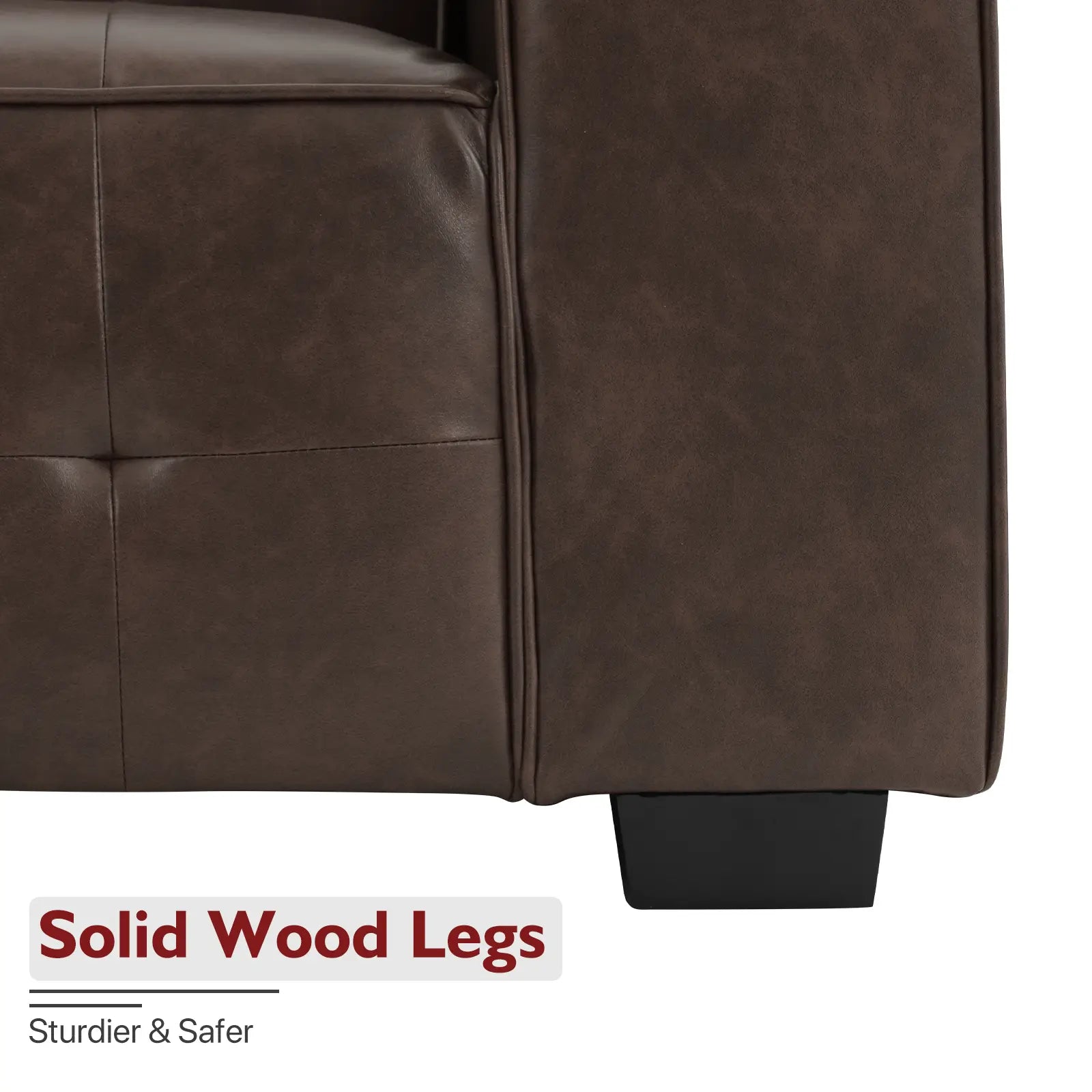 SOULOUT Modern PU Leather Recliner Sofa,With Adjustable Neck Pillow-Brown-Solid Wood Legs#Color_Brown