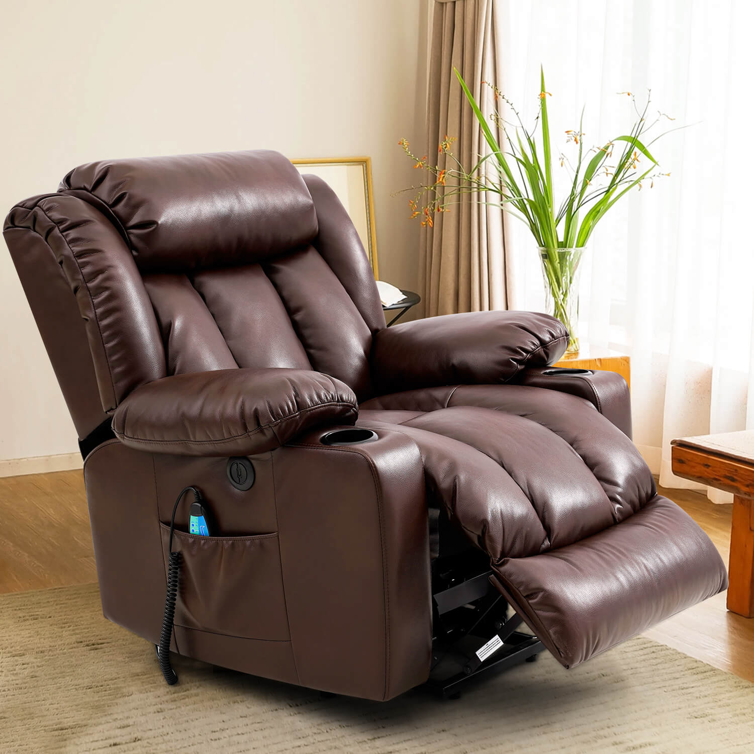 Soulout large lift recliner chair for the elderly brown