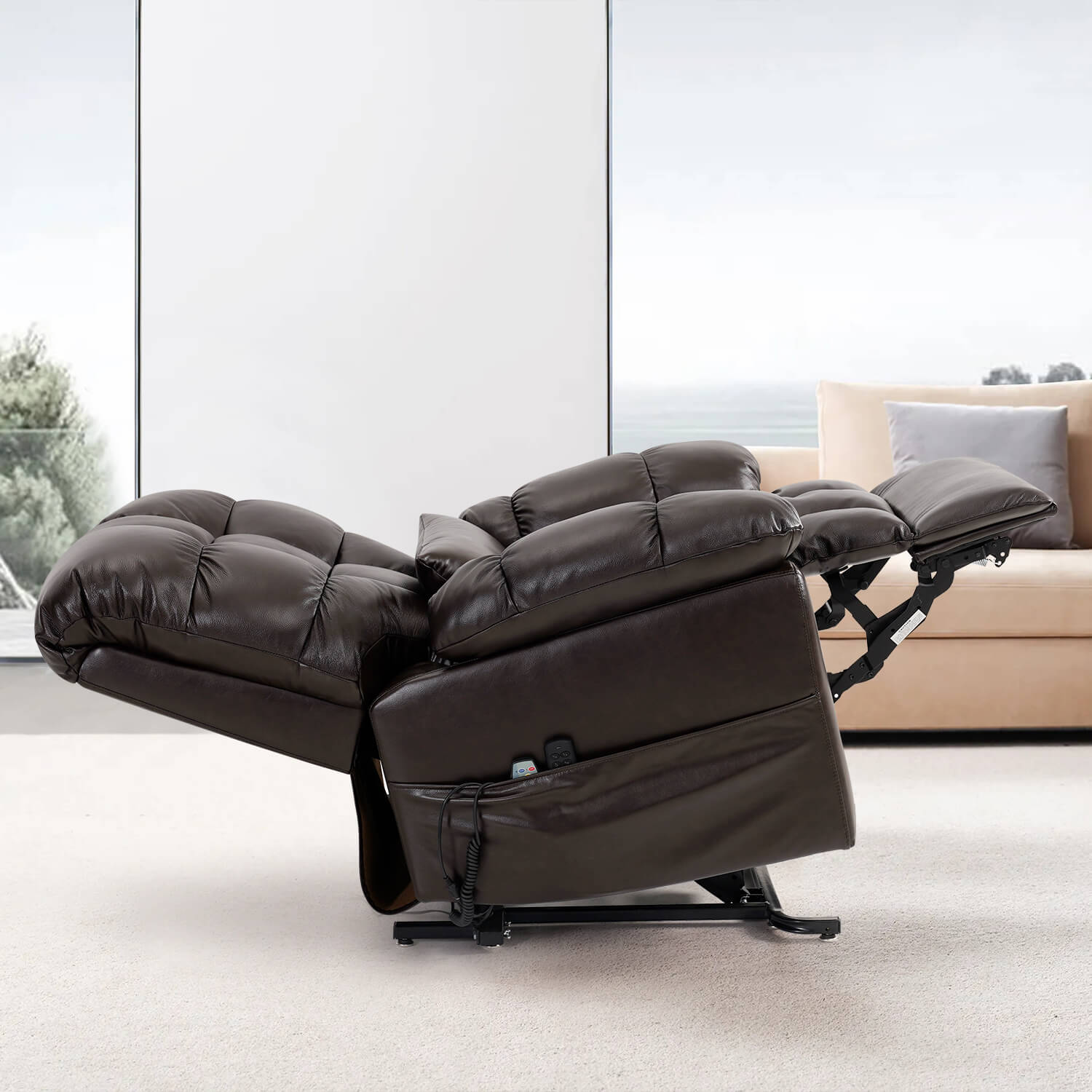 Soulout Zero Gravity Electric Power Lift Recliner Chair_Three Motor-Brown