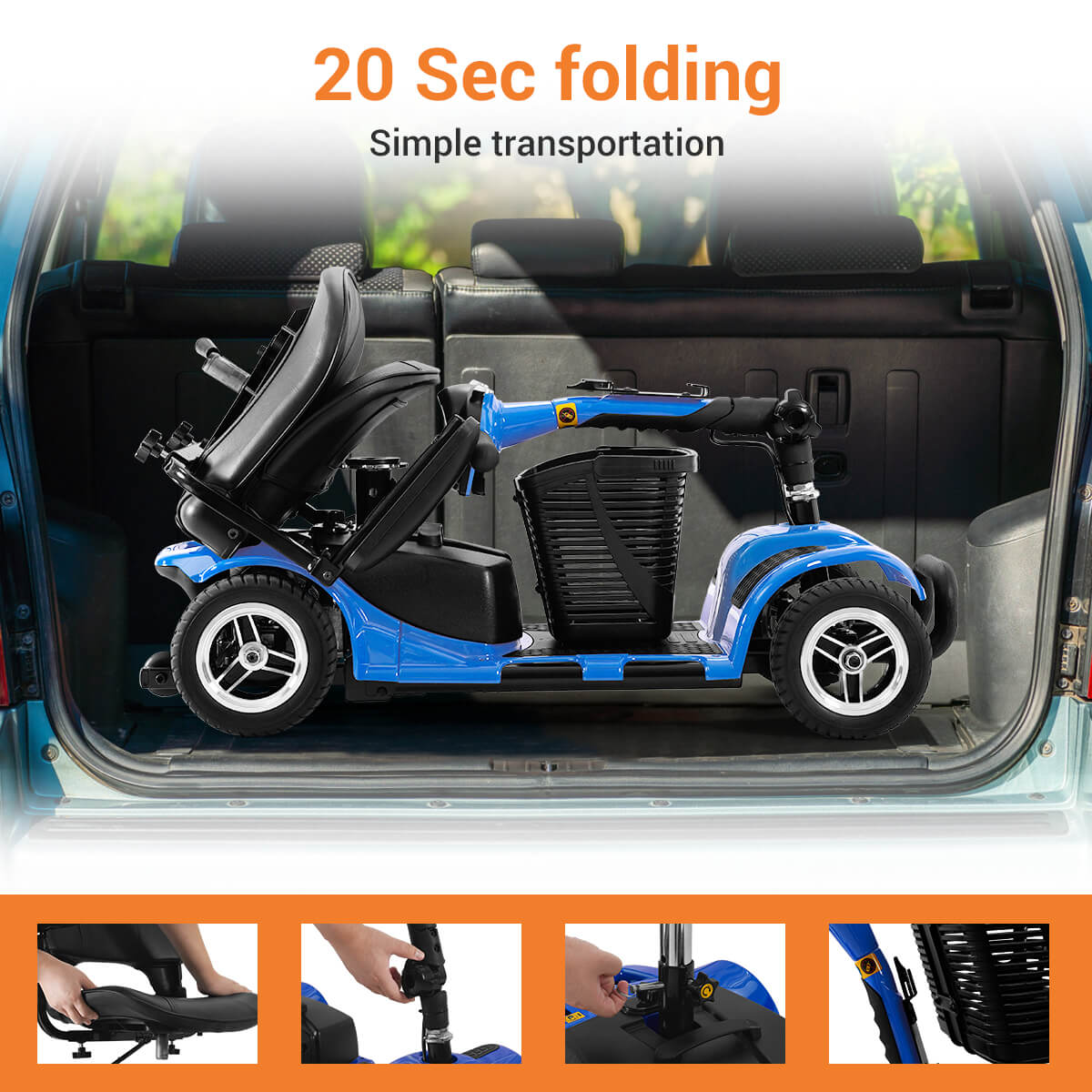 soulout 4 Wheel Electric Mobility Scooter#Color_Blue