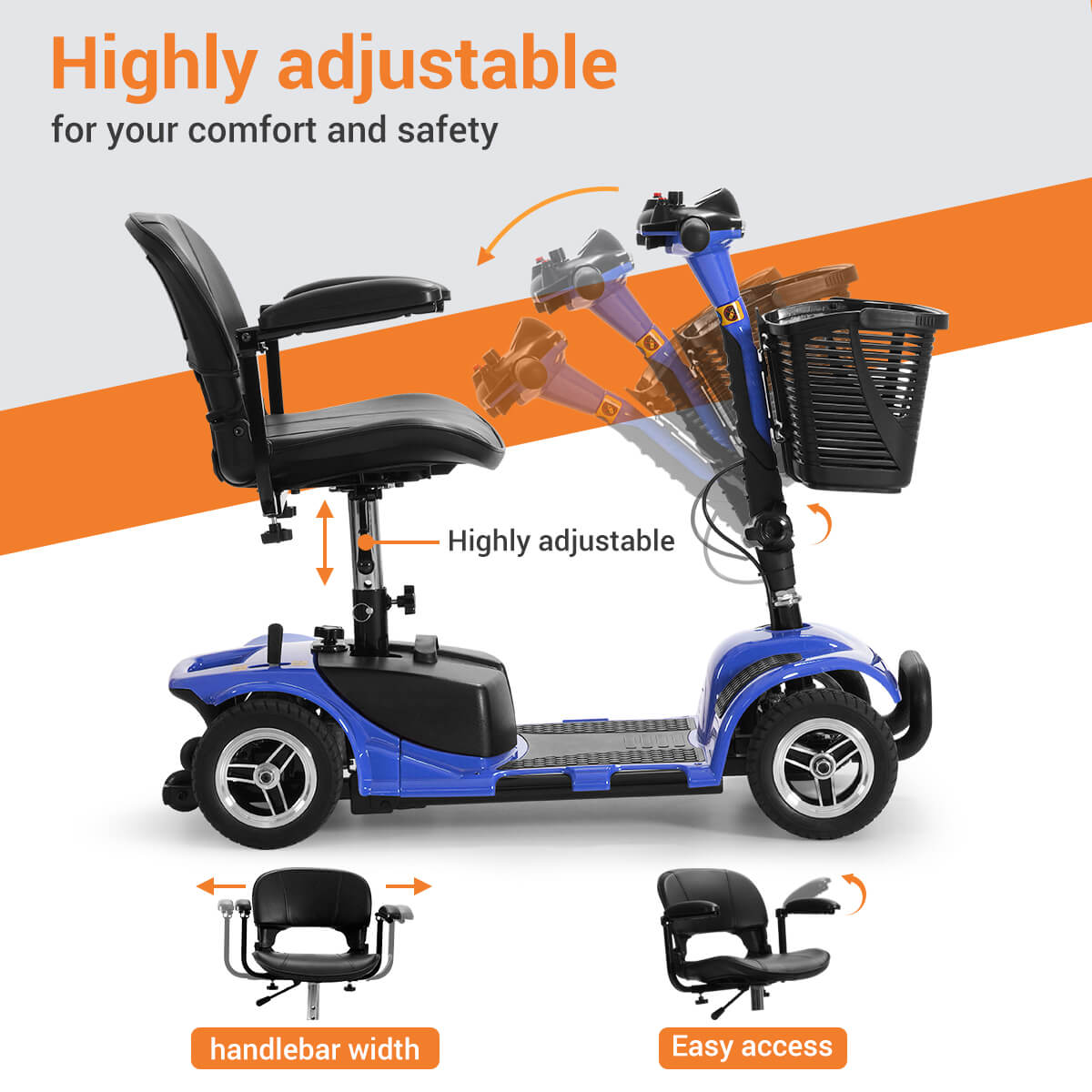soulout 4 Wheel Electric Mobility Scooter#Color_Blue