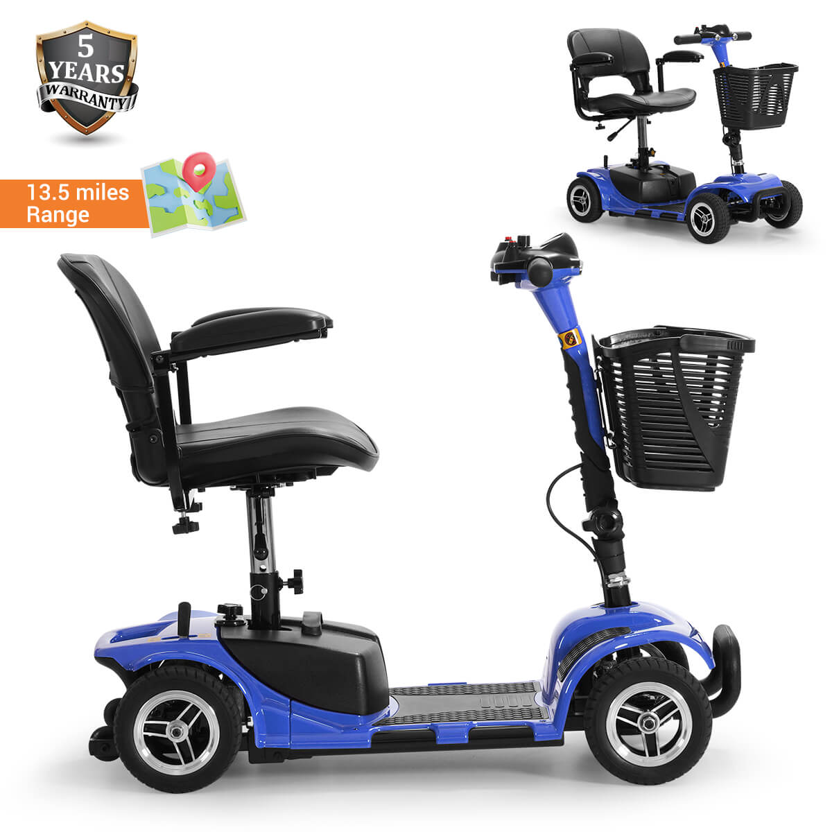 soulout 4 Wheel Electric Mobility Scooter#Color_Blue