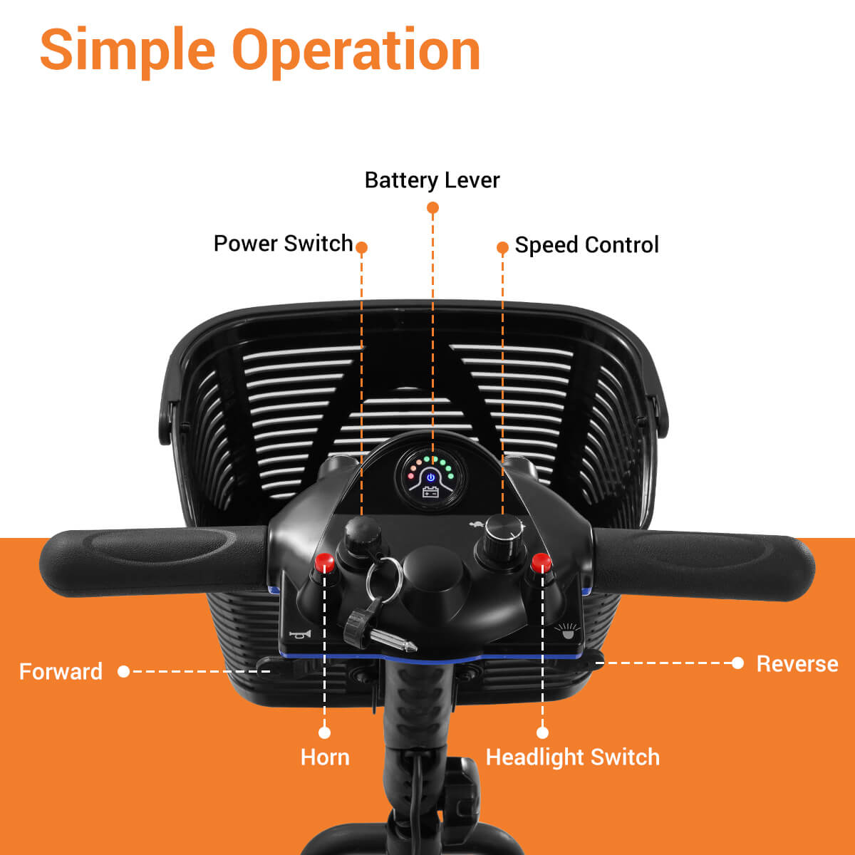 soulout 4 Wheel Electric Mobility Scooter#Color_Blue