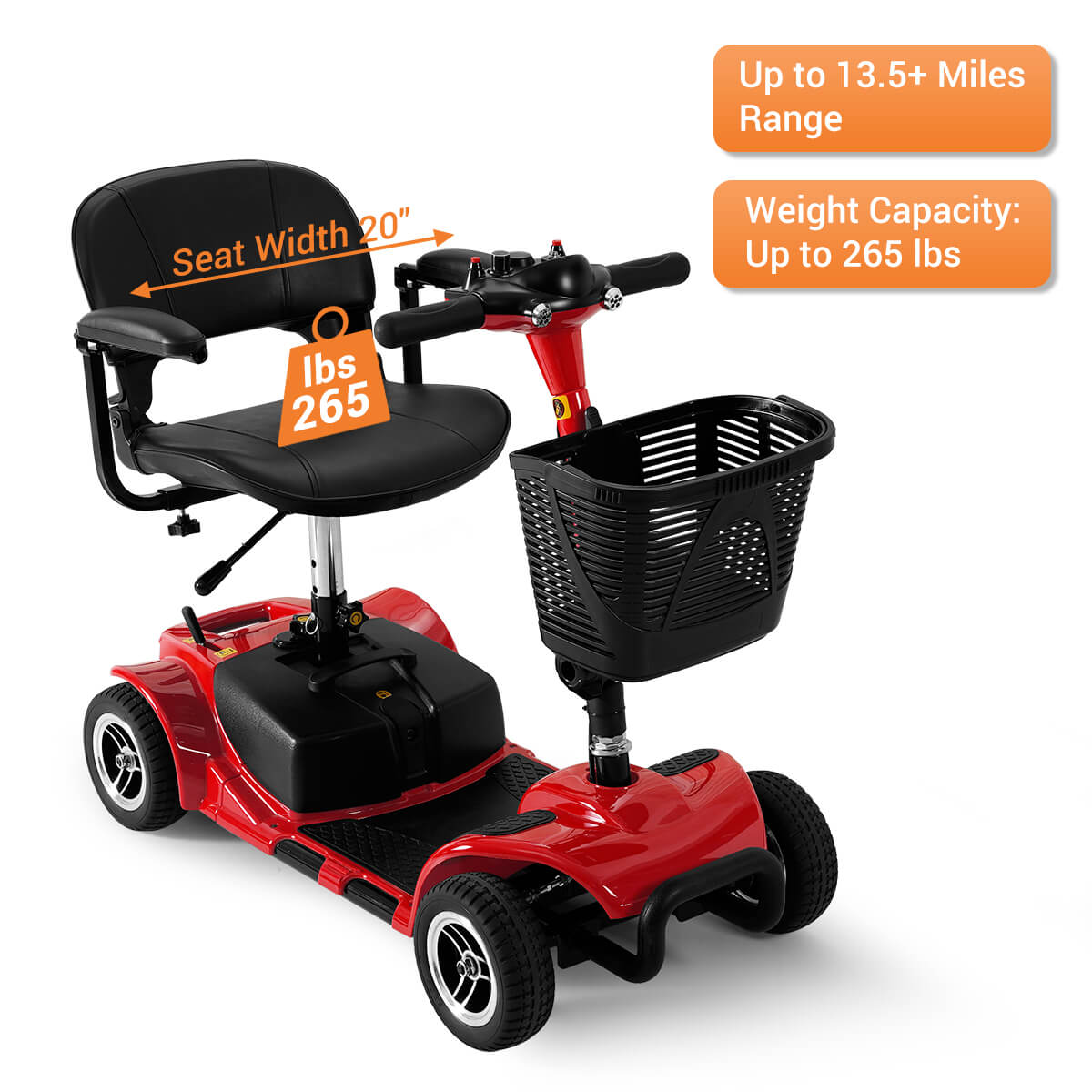 soulout 4 Wheel Electric Mobility Scooter#Color_Red