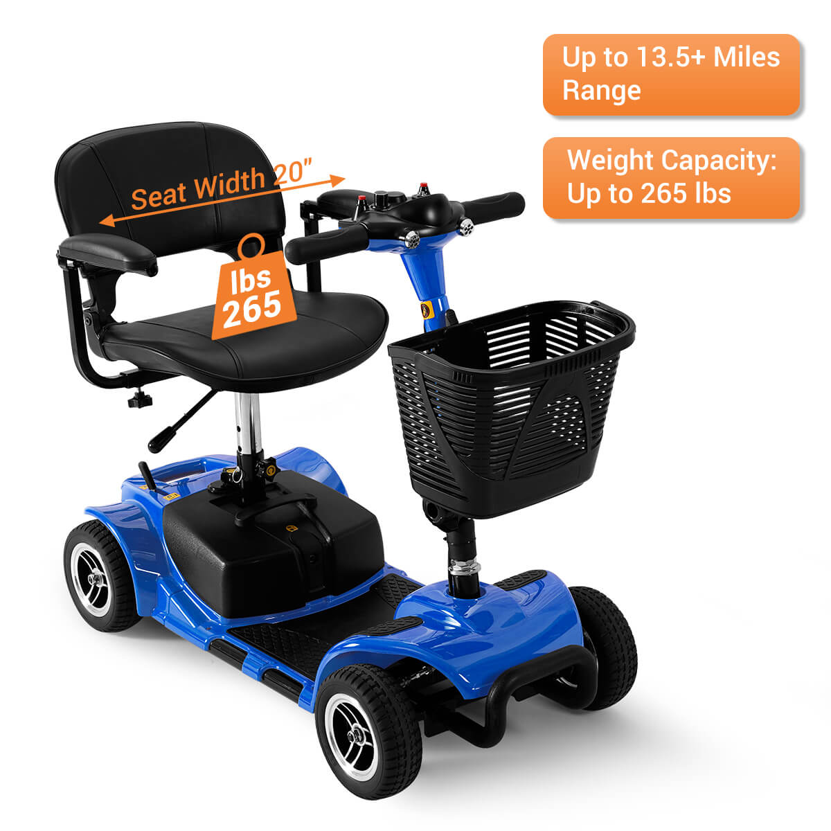 soulout 4 Wheel Electric Mobility Scooter#Color_Blue