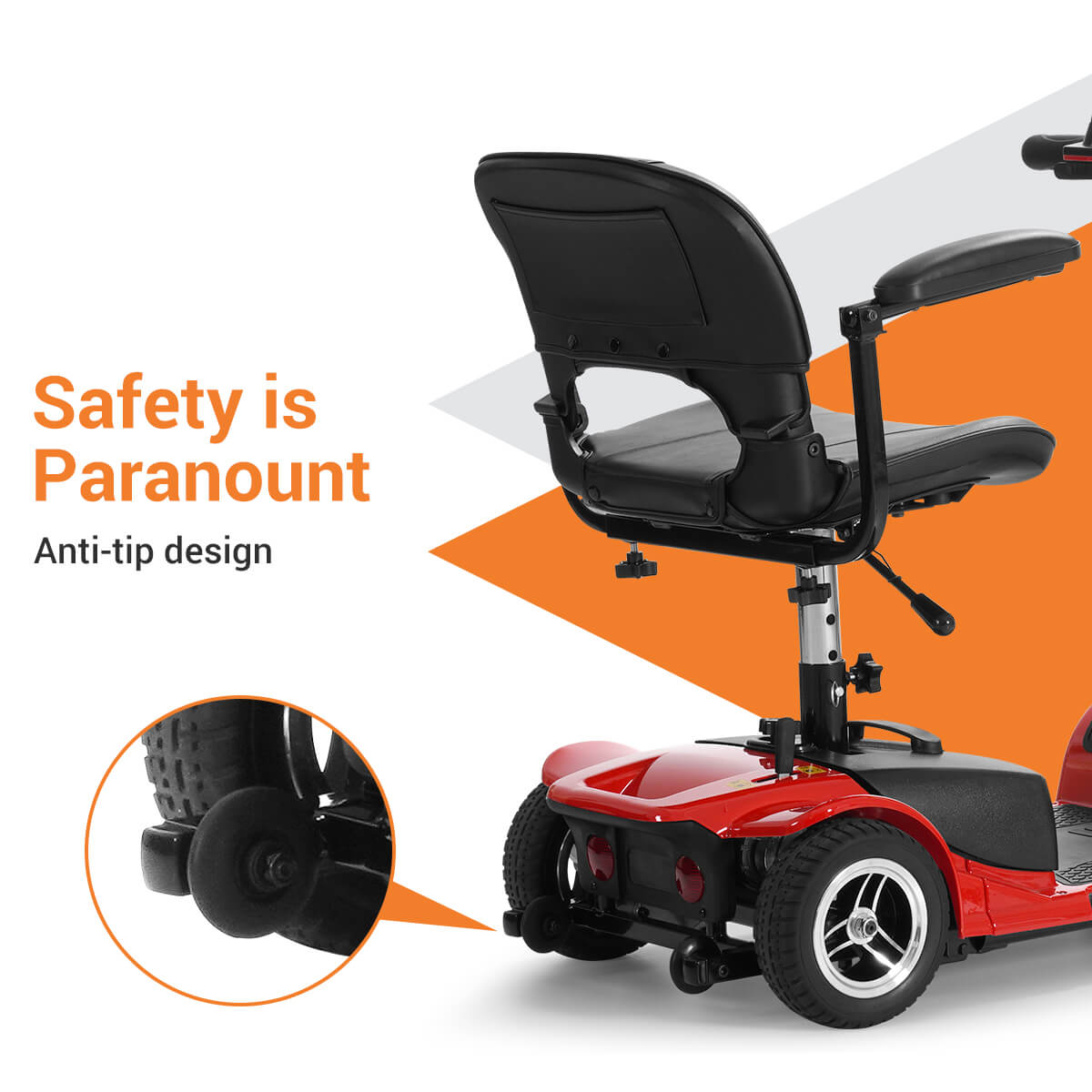 soulout 4 Wheel Electric Mobility Scooter#Color_Red