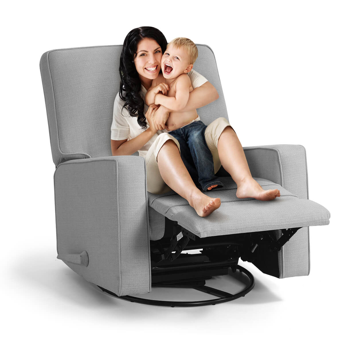 Swivel Glider Nursery Recliner Chair Manual Rocking Recliner Grey Fabric