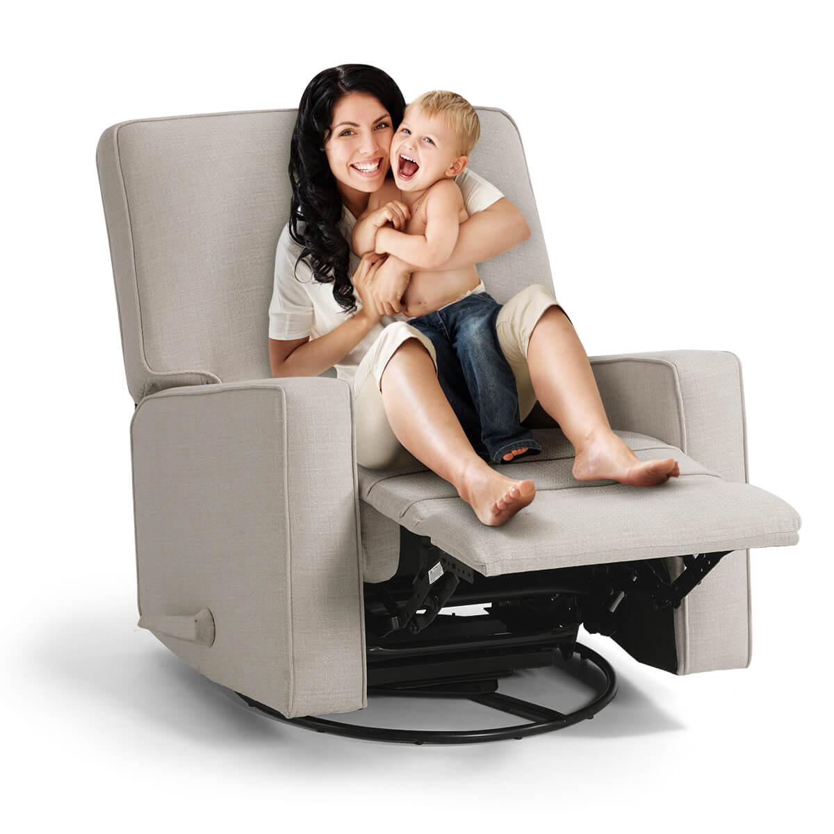 Beige swivel online recliner