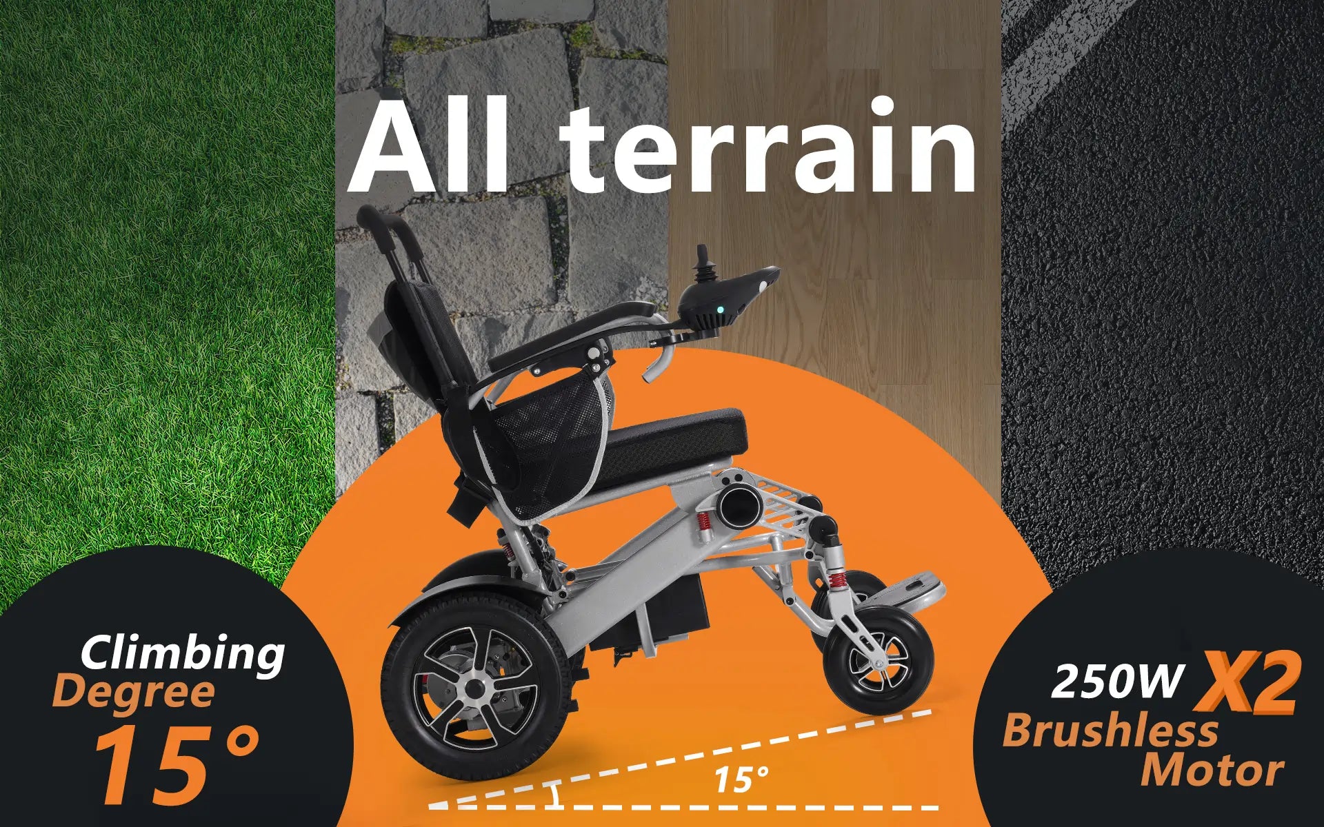 Soulout Electric Wheelchair made of two 250W brushless motors