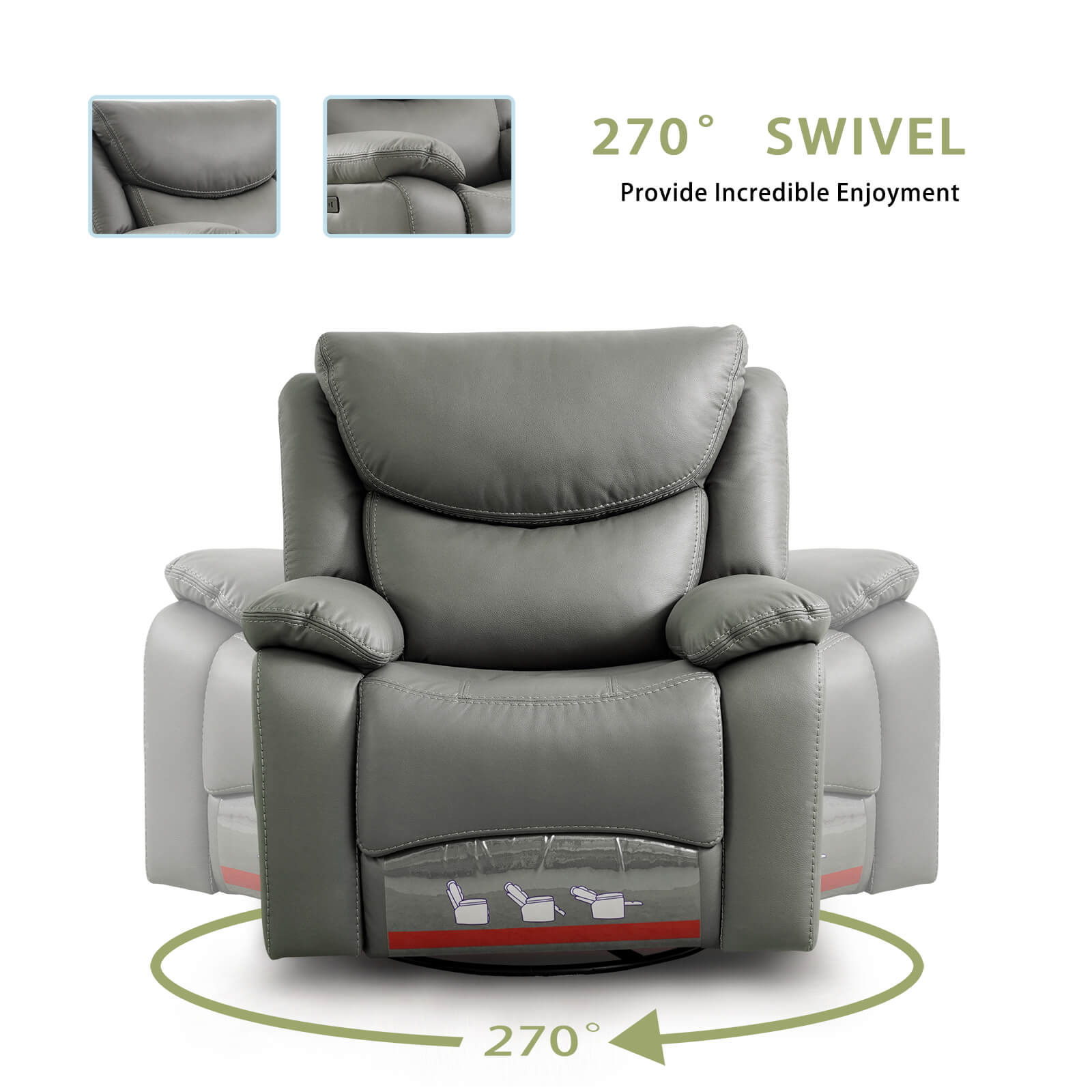Soulout Swivel Glider Rocking Recliner Power Reclining Chair 270 swivel