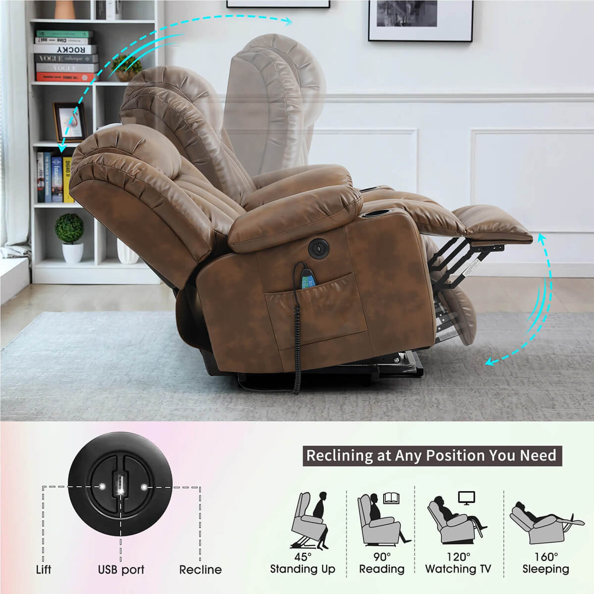 soulout power lift chair recliners light brown