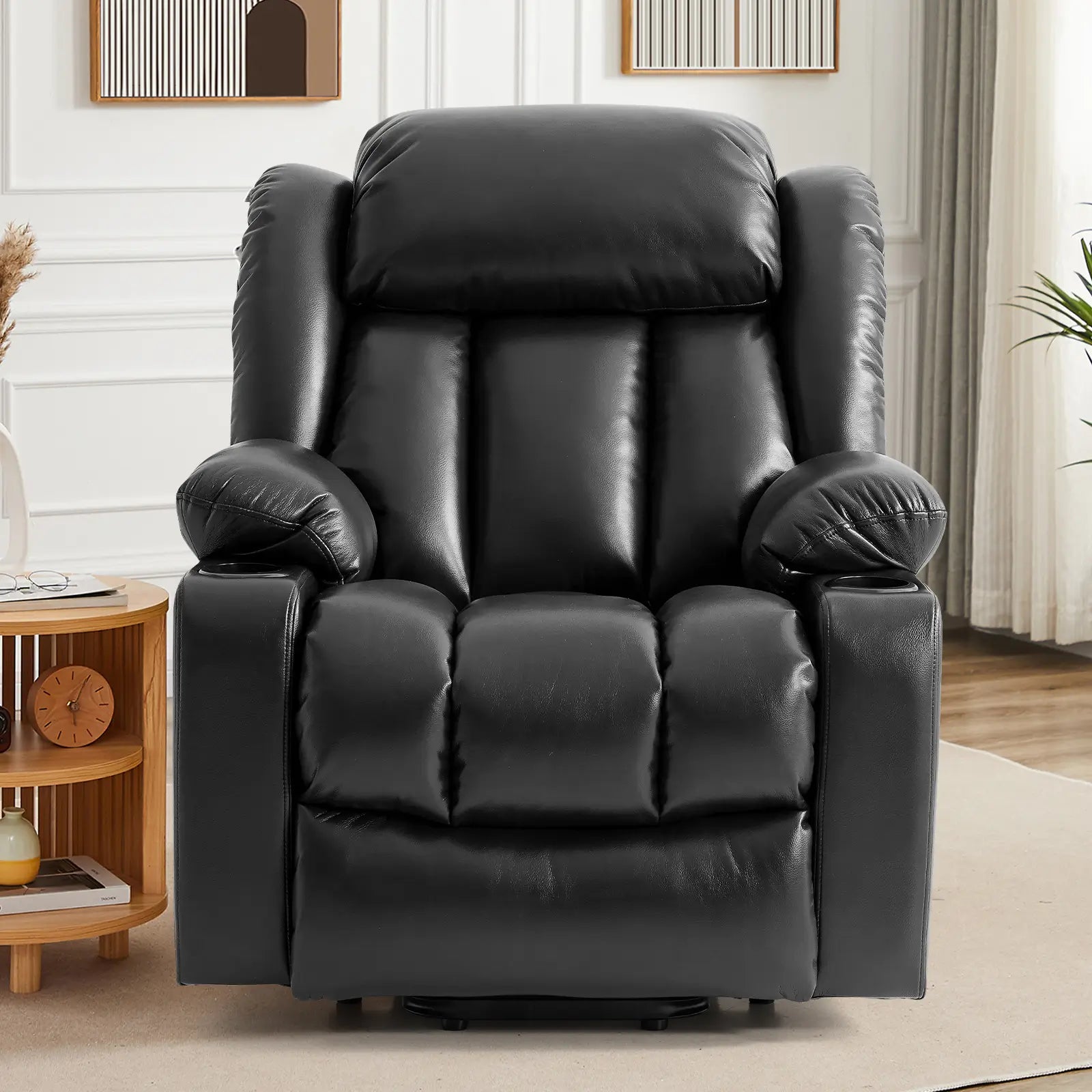 Large Lift Recliner Chair with Heat and Massage#Color_Black