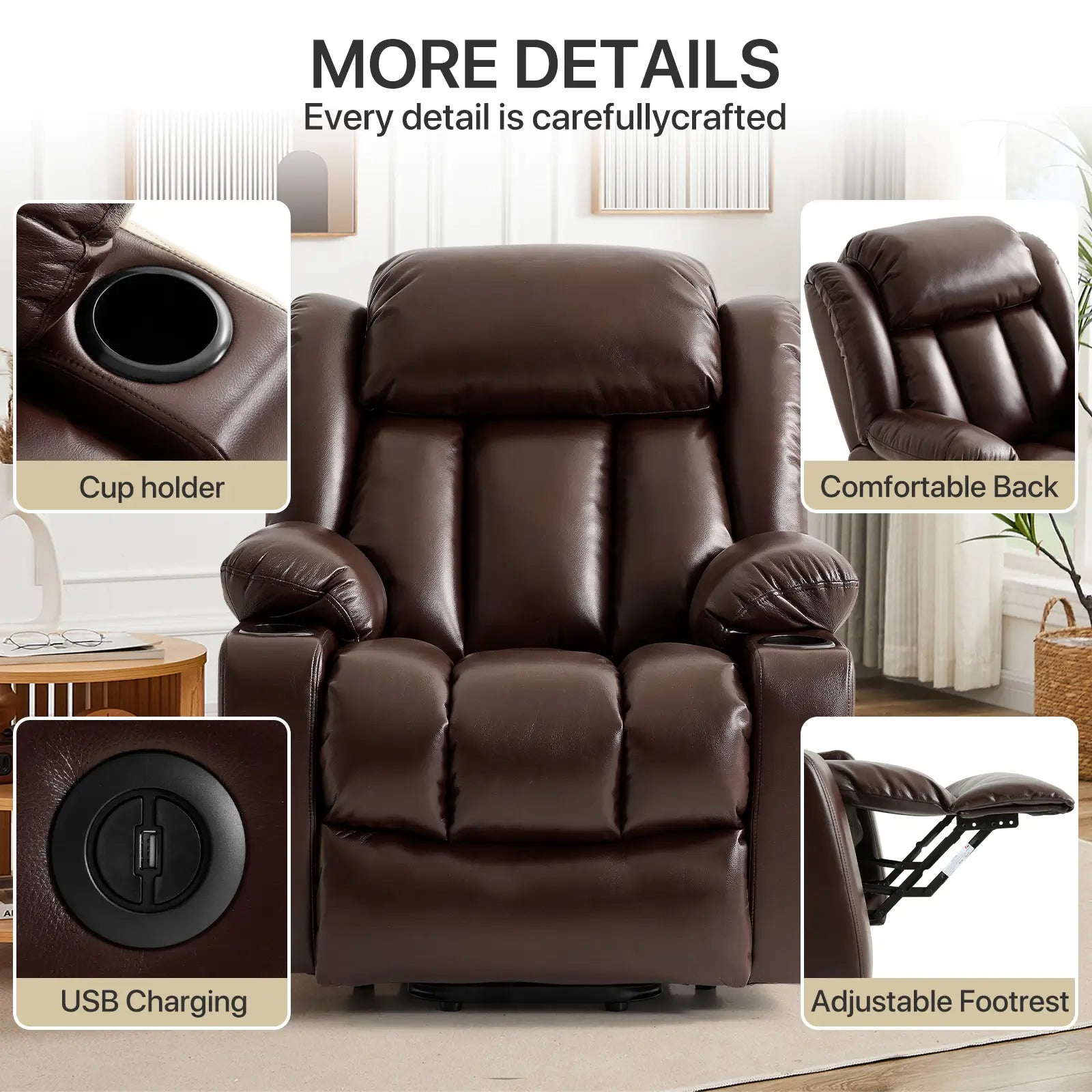 Large Lift Recliner Chair with Heat and Massage More Details#Color_Brown