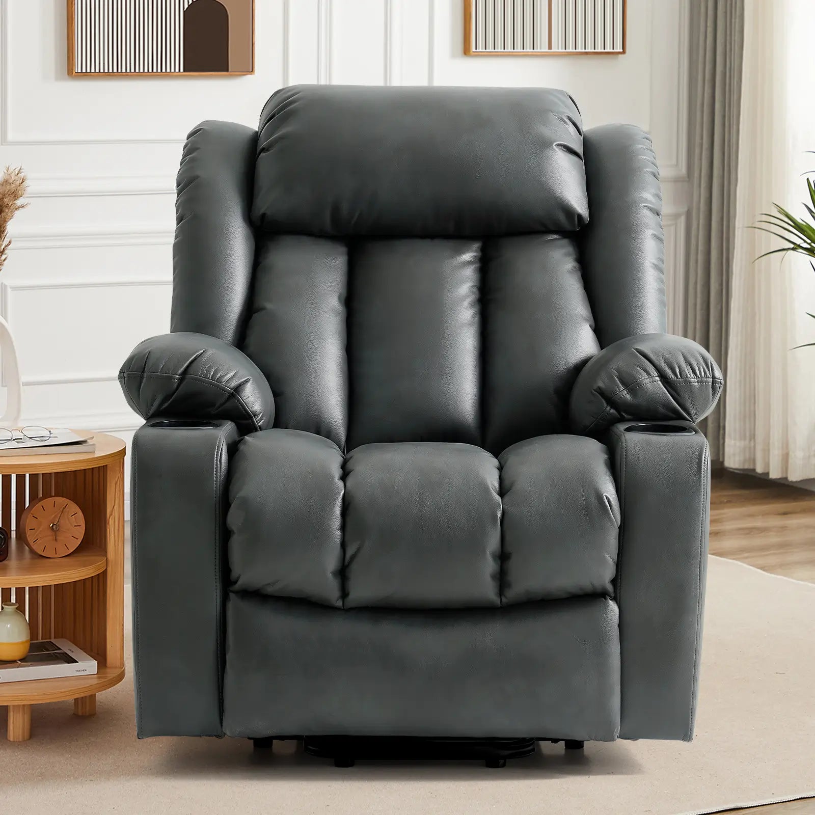 Large Lift Recliner Chair with Heat and Massage#Color_Grey