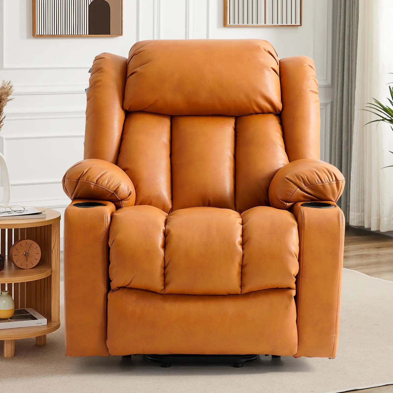 Large Lift Recliner Chair with Heat and Massage#Color_Orange