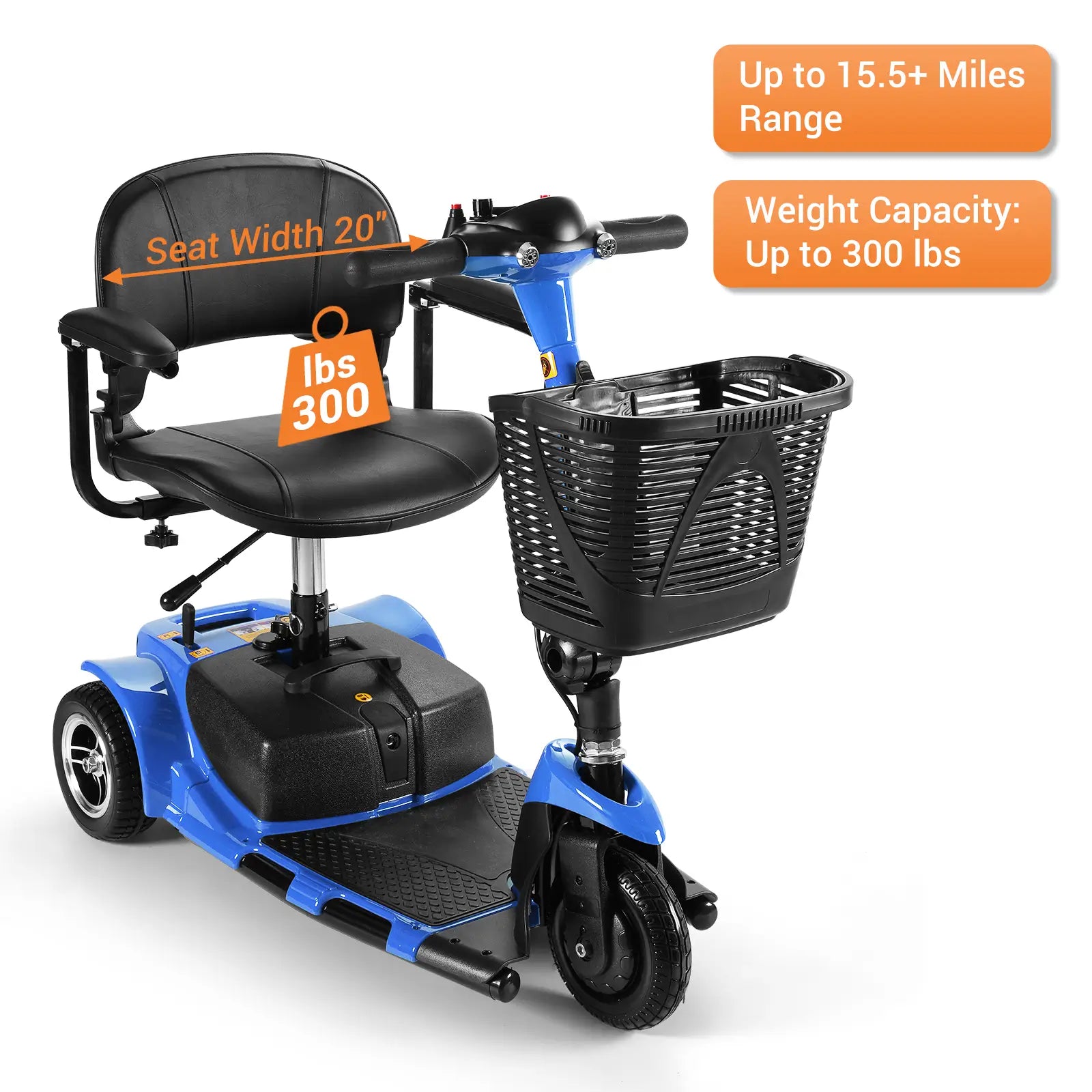 Soulout 3 Wheel Electric Mobility Scooter-Blue-weight capacity