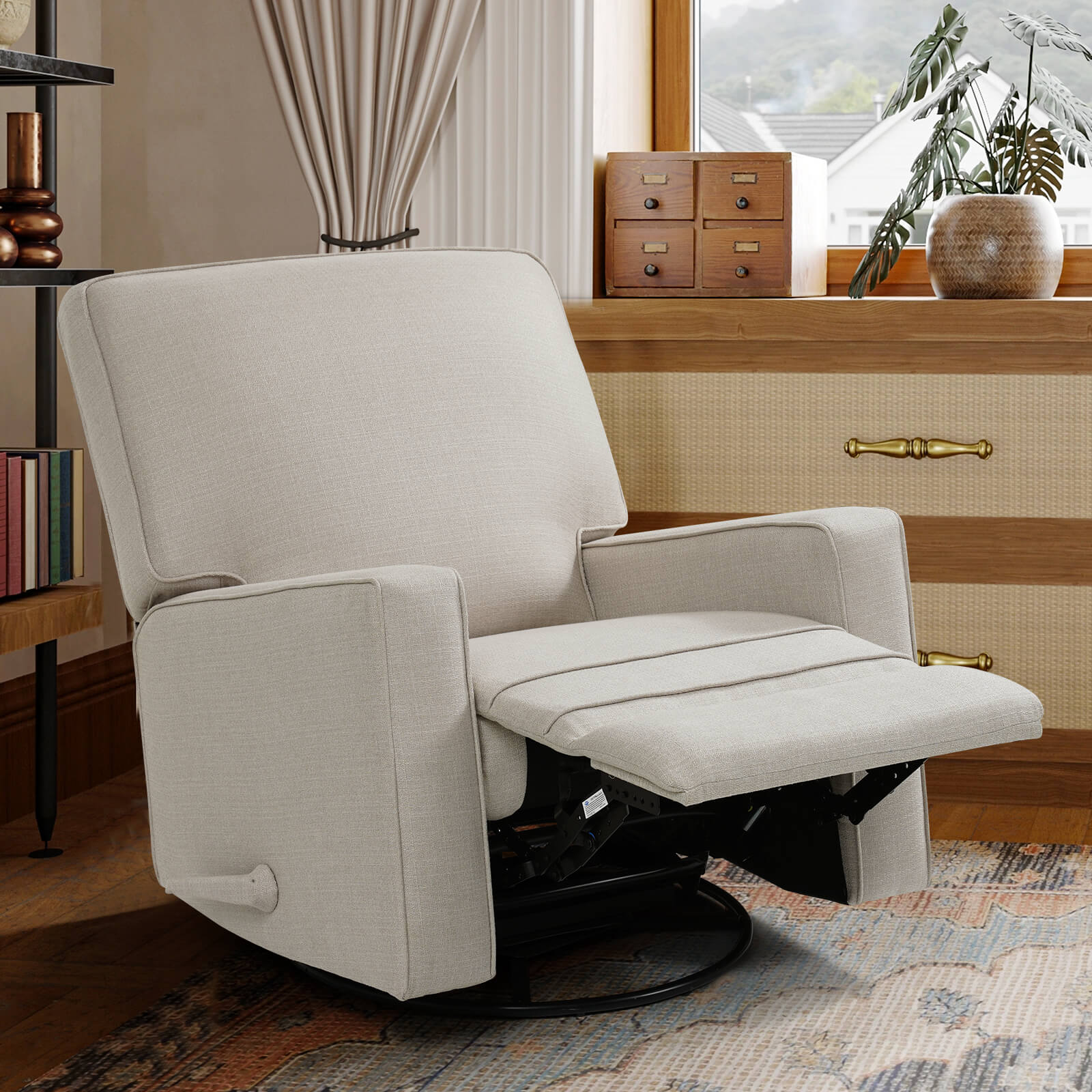 Soulout Swivel Glider Rocking Chair Manual Recliner, Fabric