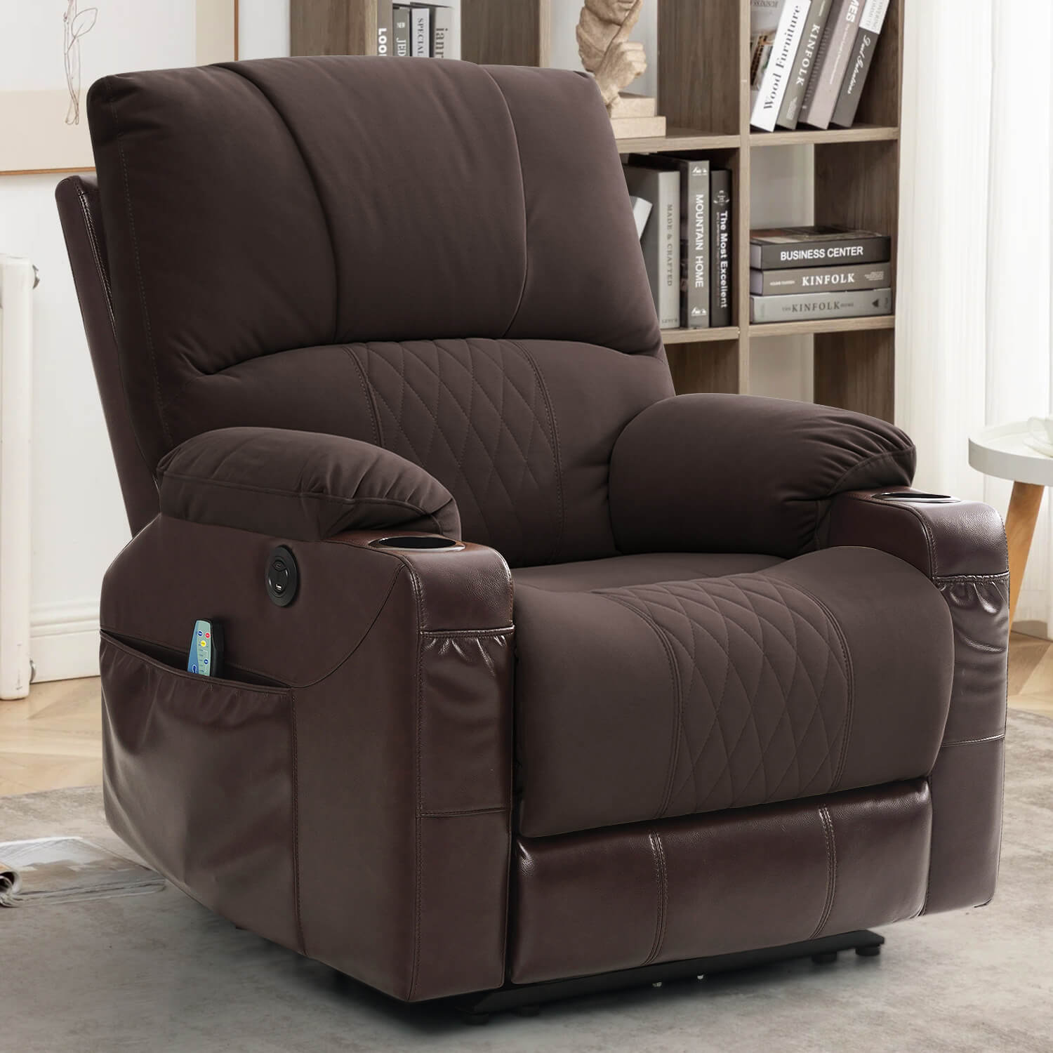 Leather wall online hugger recliners