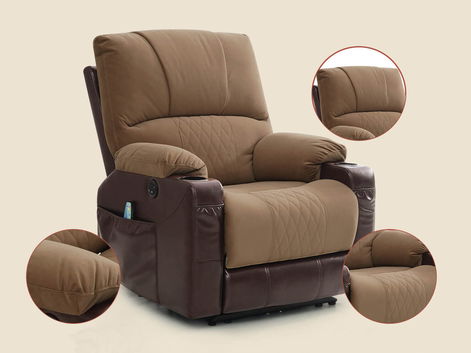 Soulout Power Recliner Chair with Heat and Massage, Wall Hugger