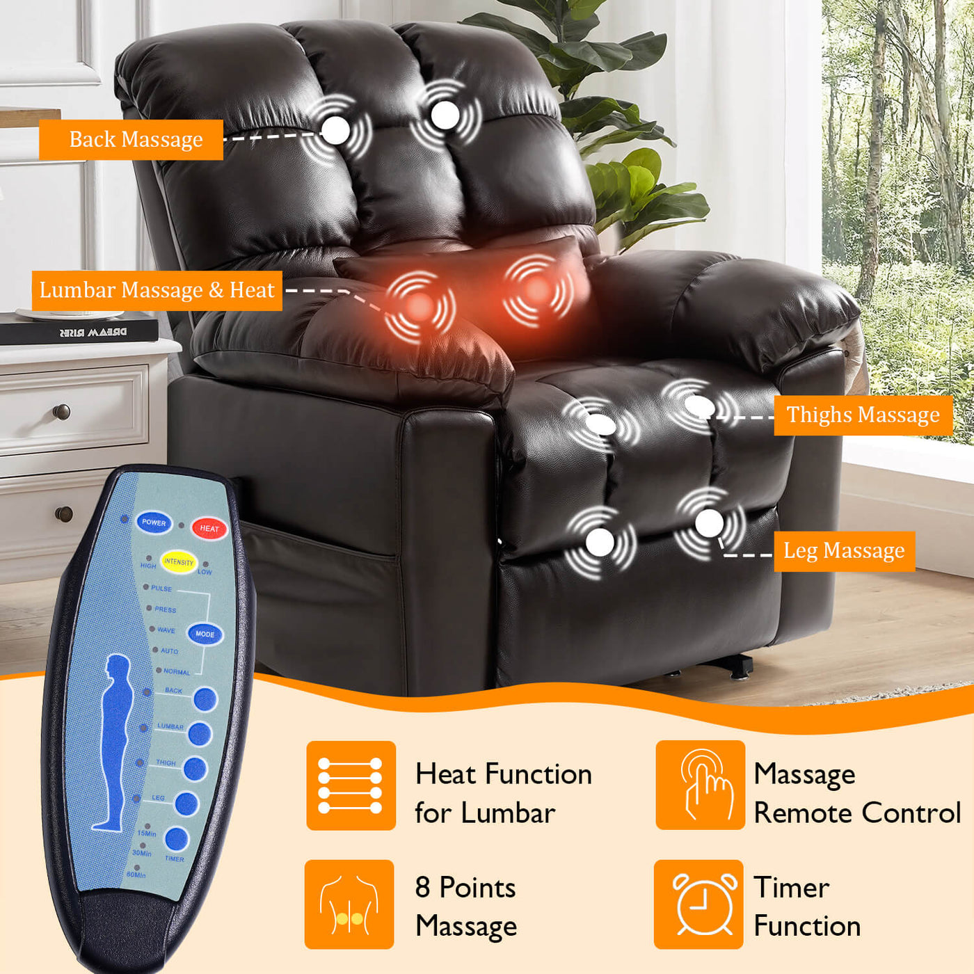 Zero Gravity Power Lift Recliner Chair, Three Motor