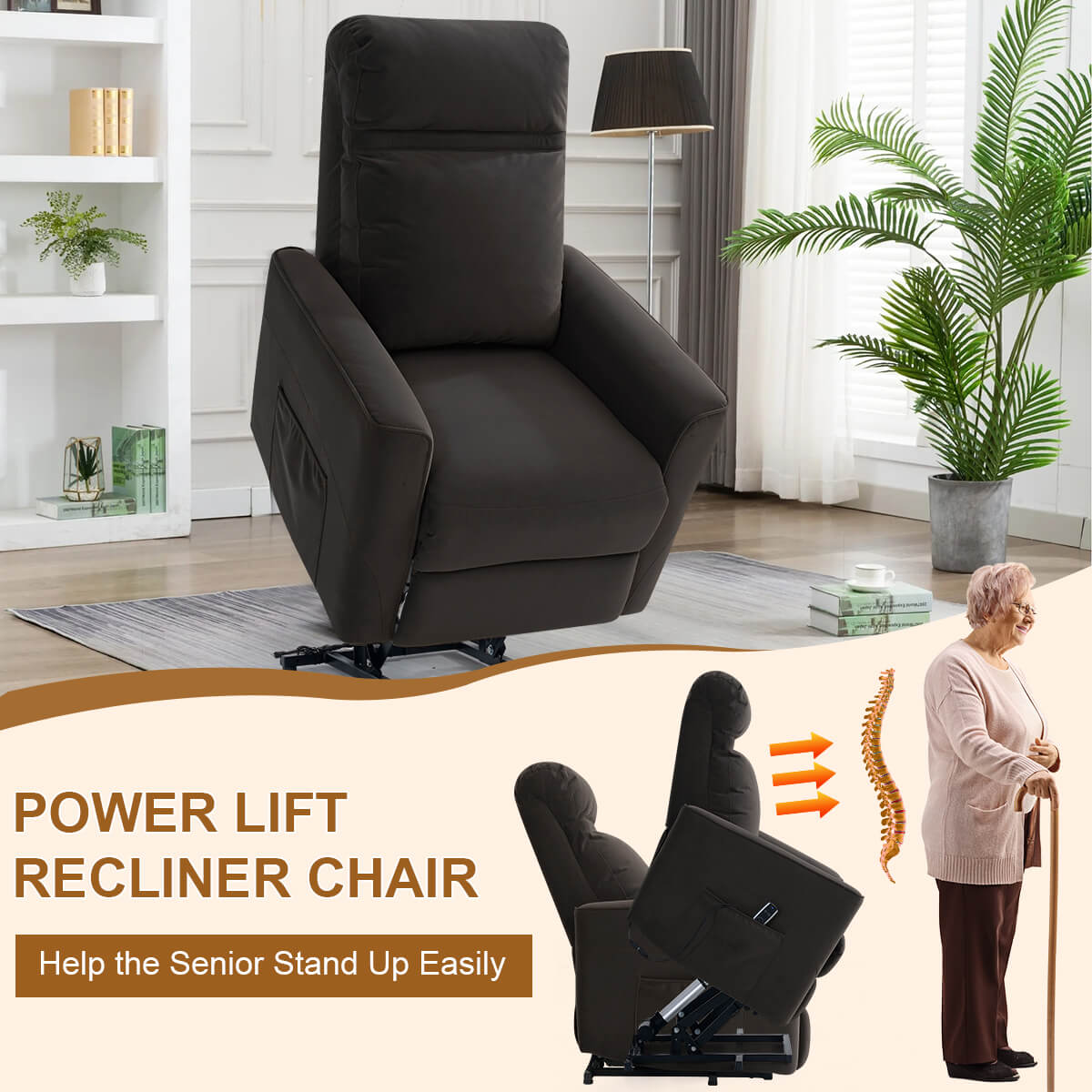 Soulout 8022 Power Lift Chair with Kneading Massage brown