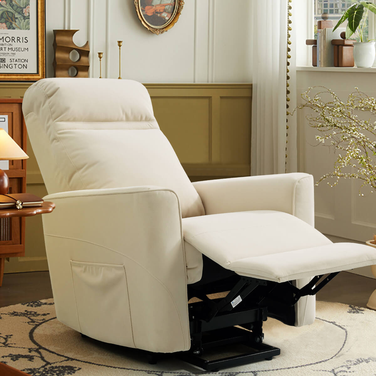 Soulout 8022 Power Lift Chair with Kneading Massage beige reclining position