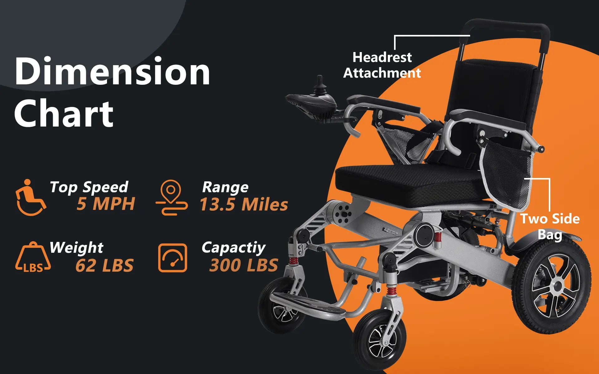 Soulout Electric Power Wheelchair Dimension Chart