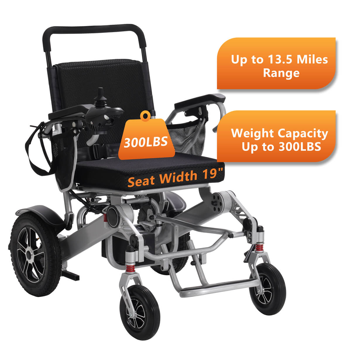 Soulout Portable Folding Electric Power Wheelchair weight capacity 300 lbs