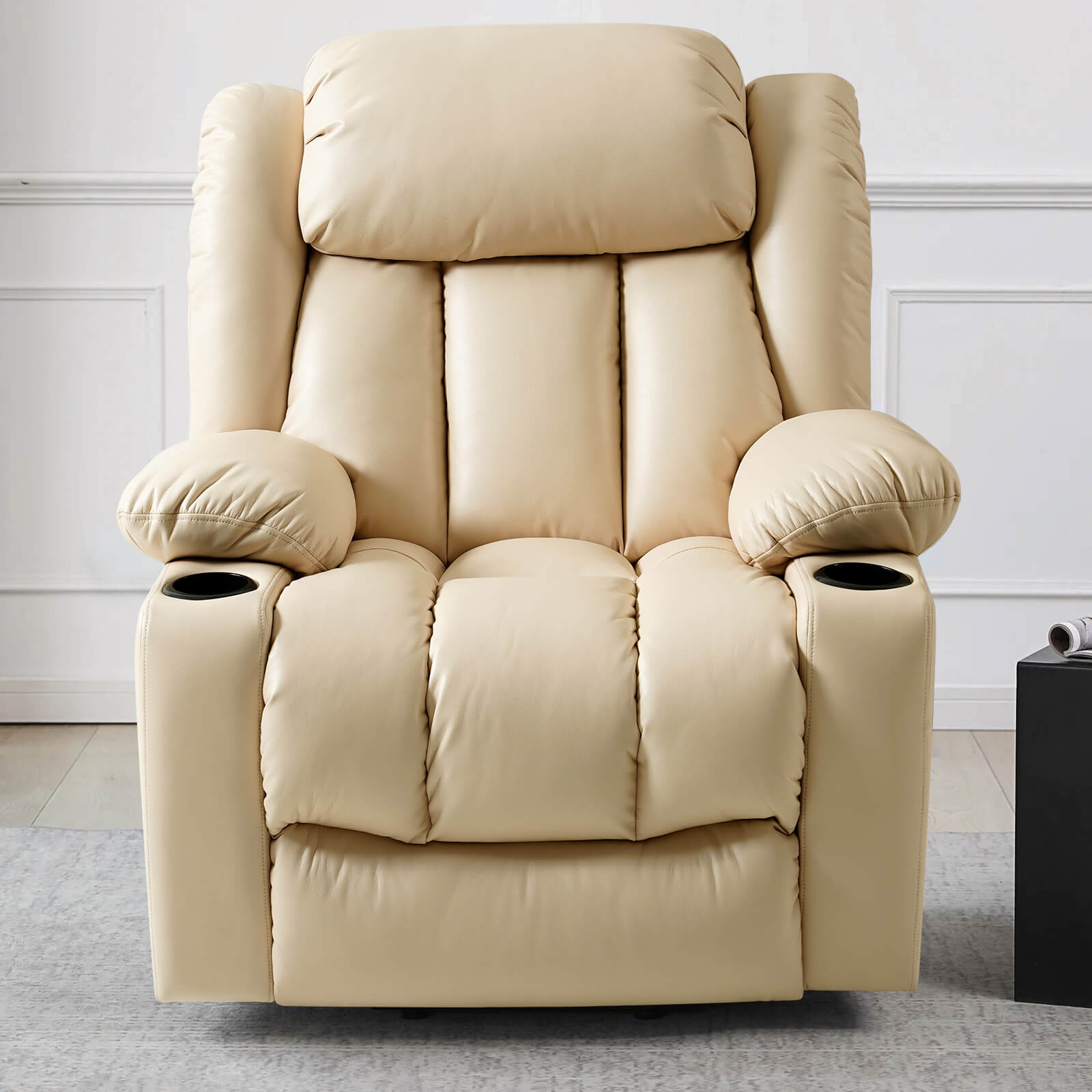 Cream leather discount electric recliner chair