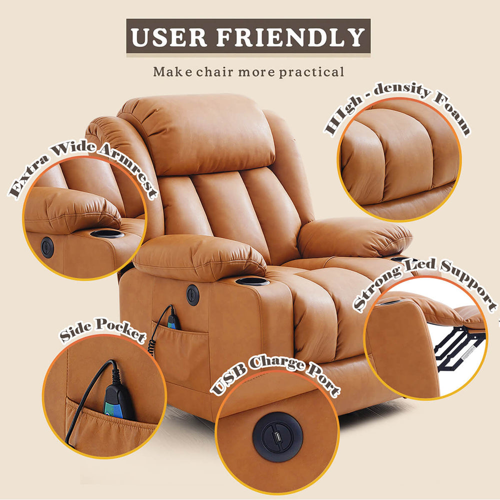 Soulout Luxury Lift Chair Recliners With Massage and Heating, Orange