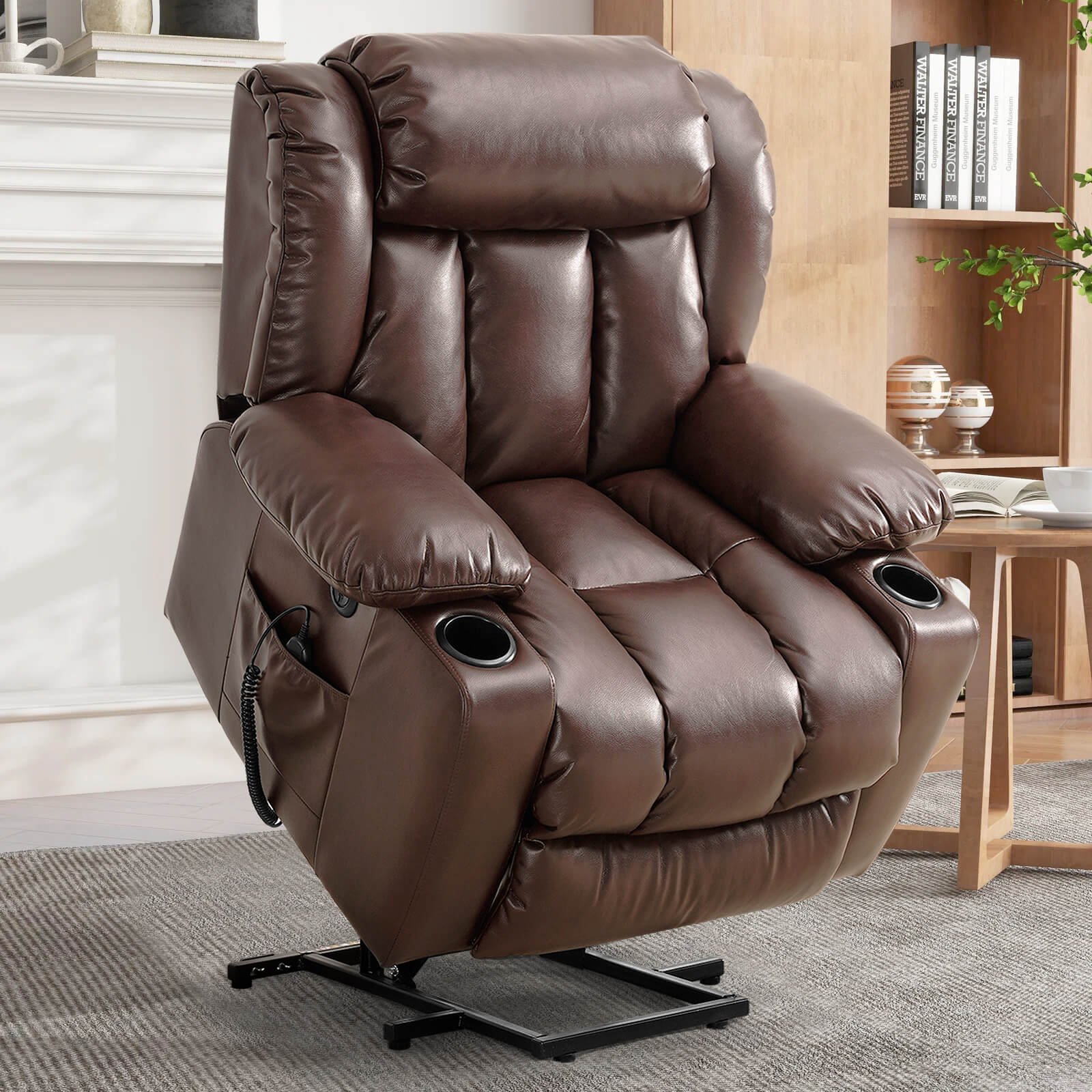 Soulout Luxury Lift Chair Recliner with Heat and Massage Brown