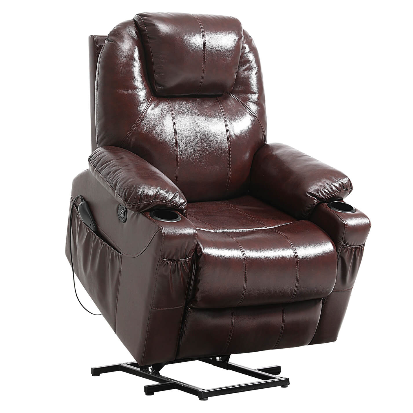 HOMESTOCK Black Deluxe Adjustable Power Lift Recliner Chair for