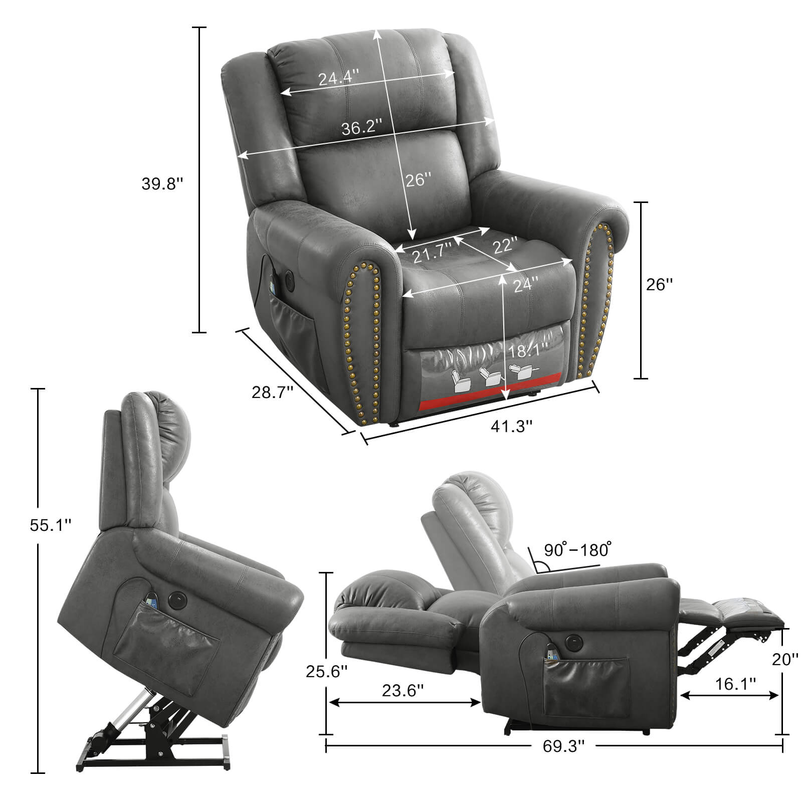 Infinite position best sale power recliner