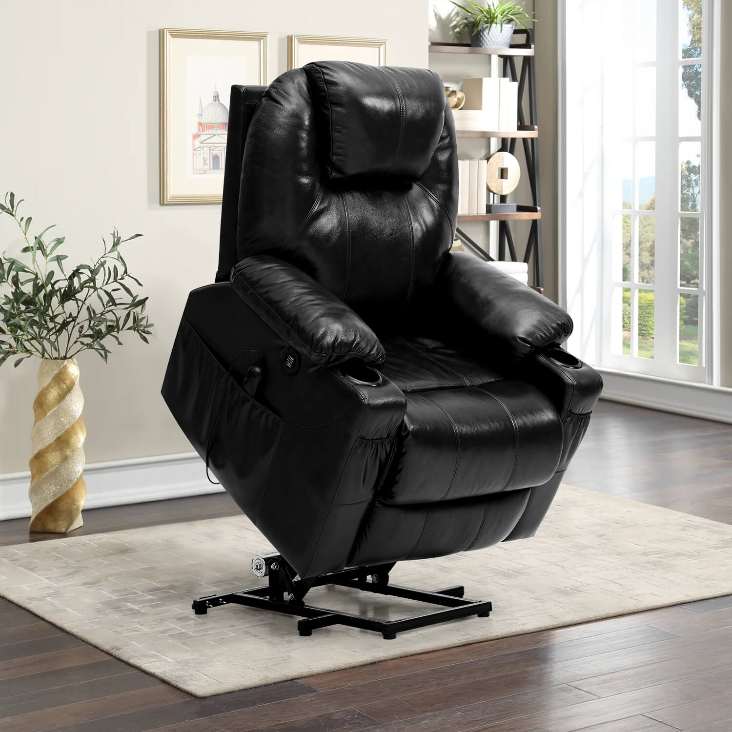 Soulout genuine leather black lift chairs