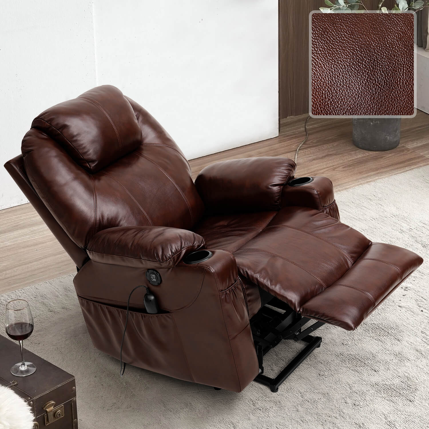 Large Genuine Leather Power Lift Chair Electric Recliner for Elderly
