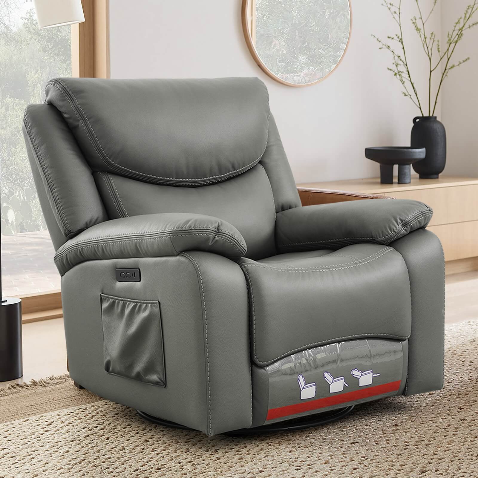 Soulout Swivel Glider Rocking Recliner Power Reclining Chair