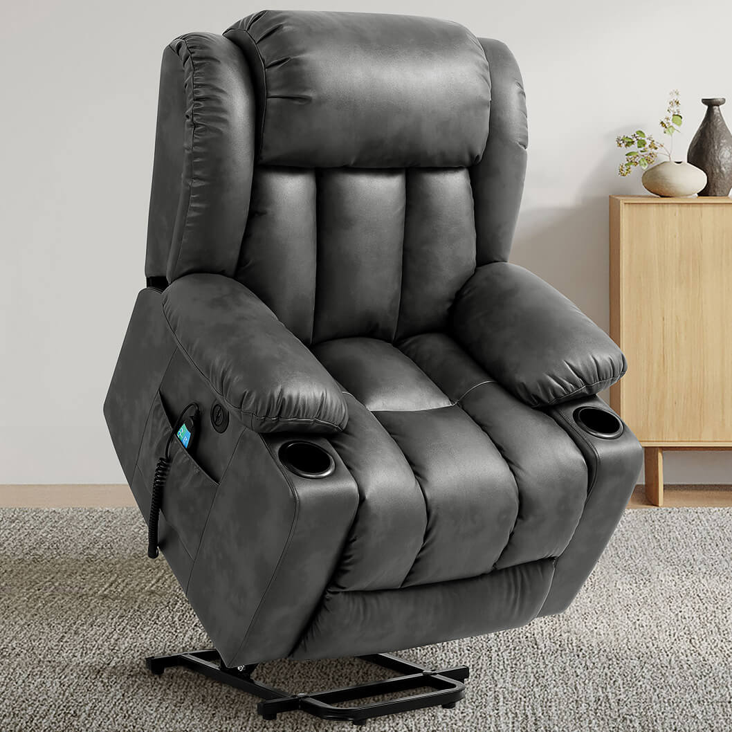 Soulout Luxury Lift Chair Recliner with Heat and Massage Grey